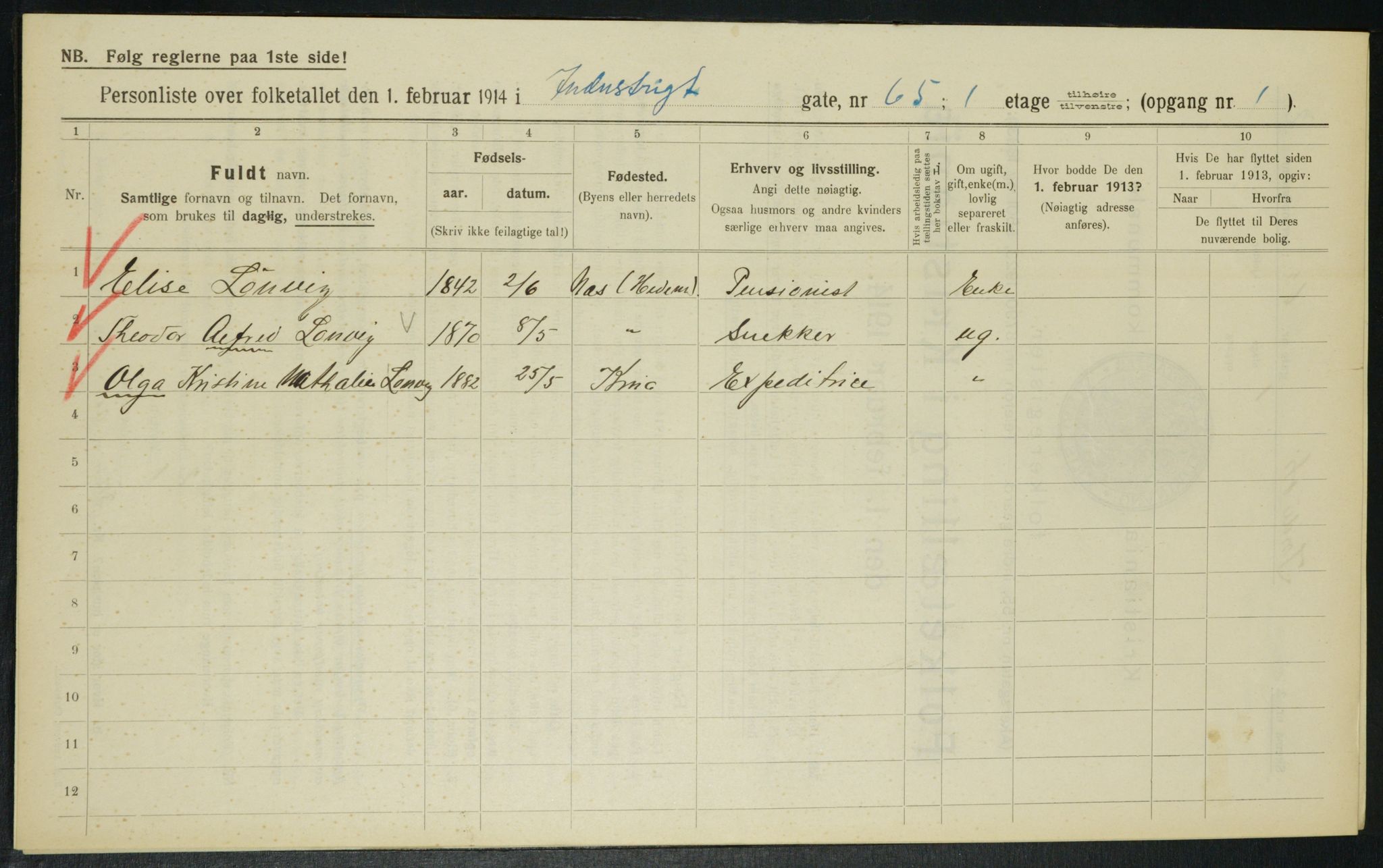 OBA, Municipal Census 1914 for Kristiania, 1914, p. 43741