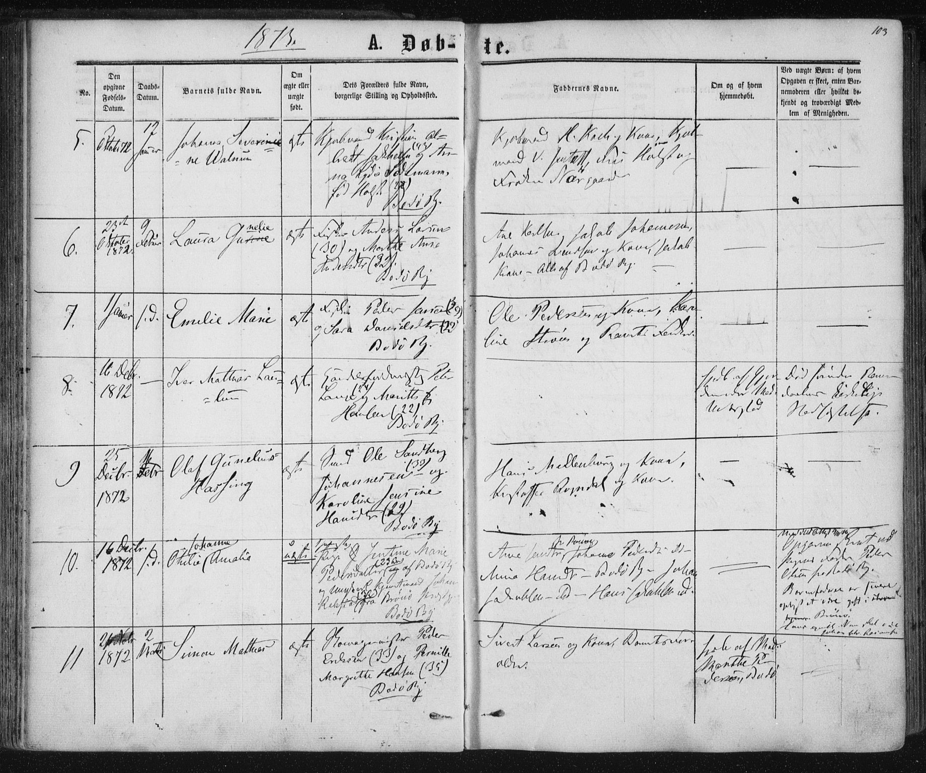 Ministerialprotokoller, klokkerbøker og fødselsregistre - Nordland, SAT/A-1459/801/L0008: Parish register (official) no. 801A08, 1864-1875, p. 103