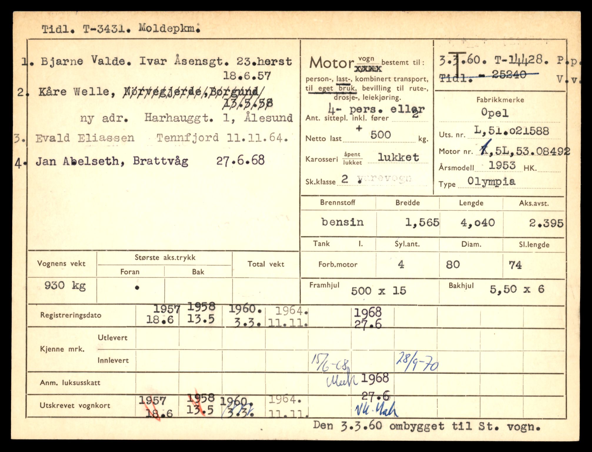 Møre og Romsdal vegkontor - Ålesund trafikkstasjon, AV/SAT-A-4099/F/Fe/L0045: Registreringskort for kjøretøy T 14320 - T 14444, 1927-1998, p. 2733