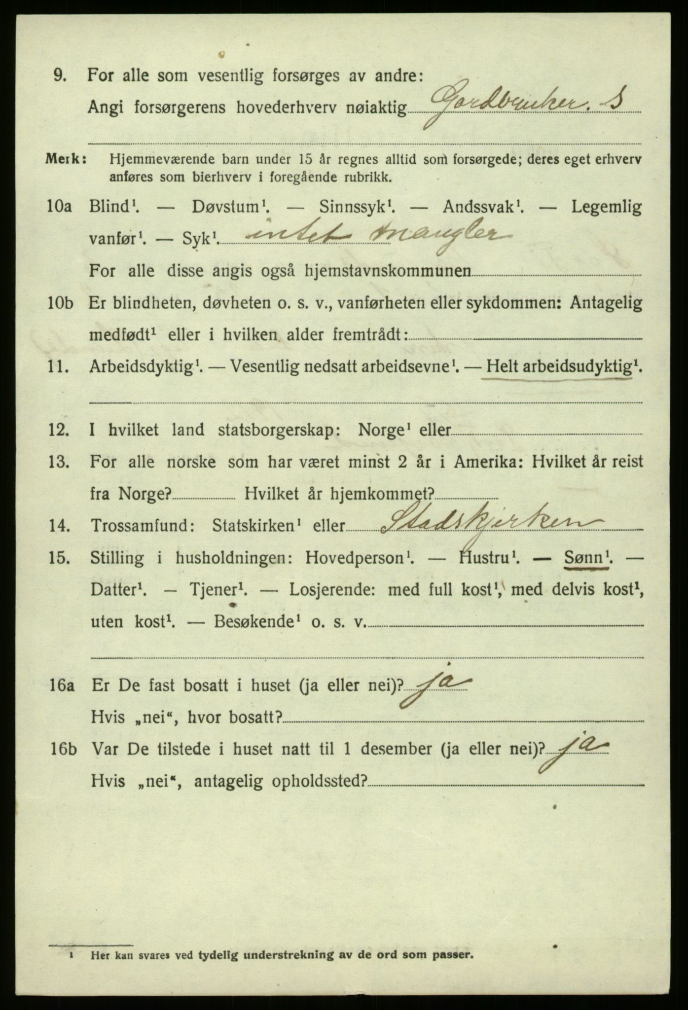 SAB, 1920 census for Borgund, 1920, p. 1095