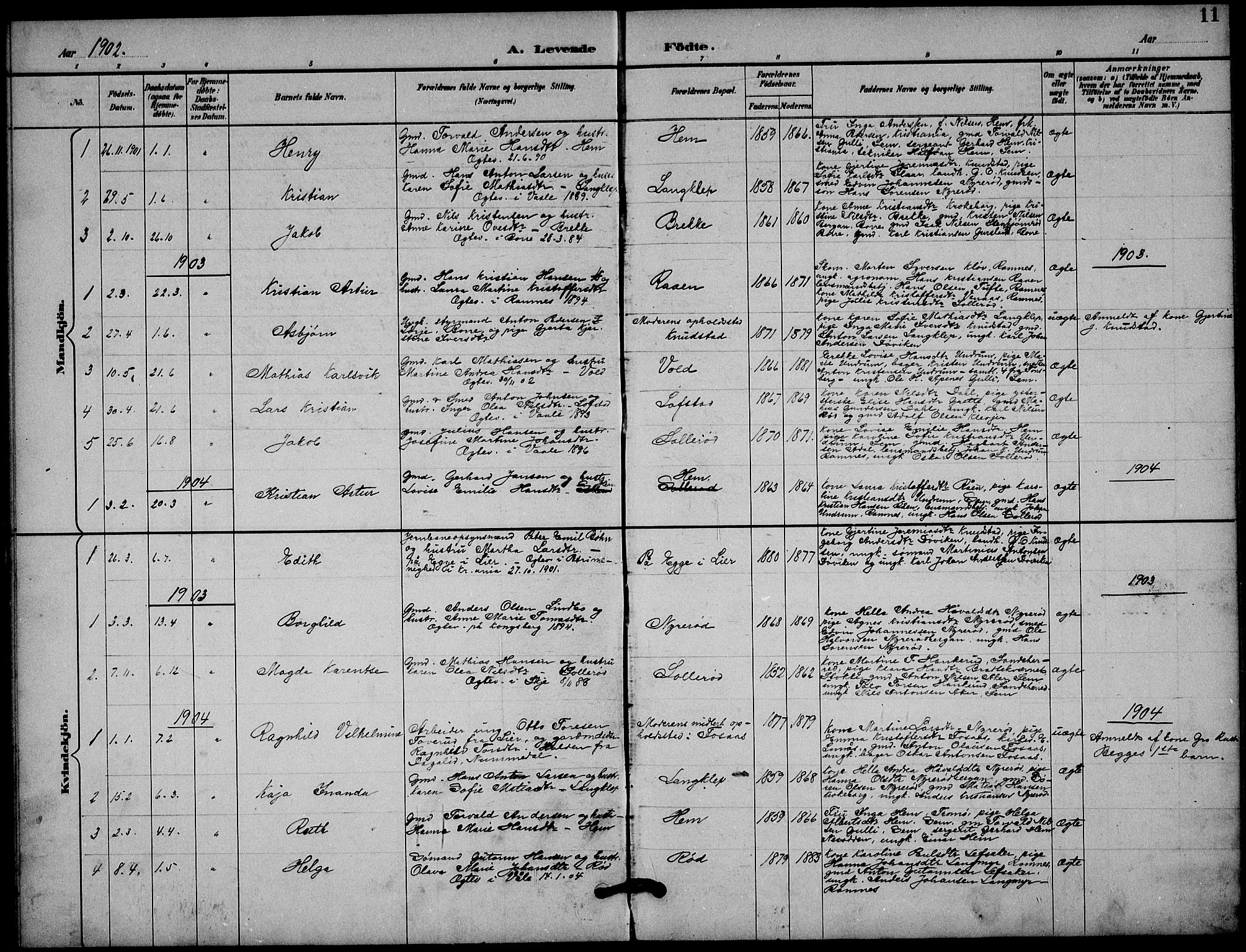 Våle kirkebøker, AV/SAKO-A-334/G/Gb/L0002: Parish register (copy) no. II 2, 1892-1936, p. 11