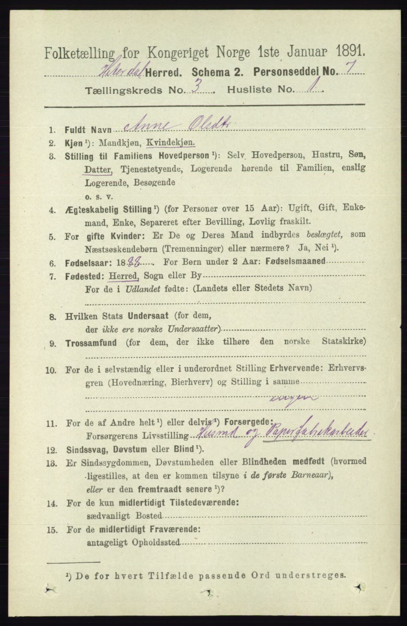 RA, 1891 census for 0823 Heddal, 1891, p. 1006