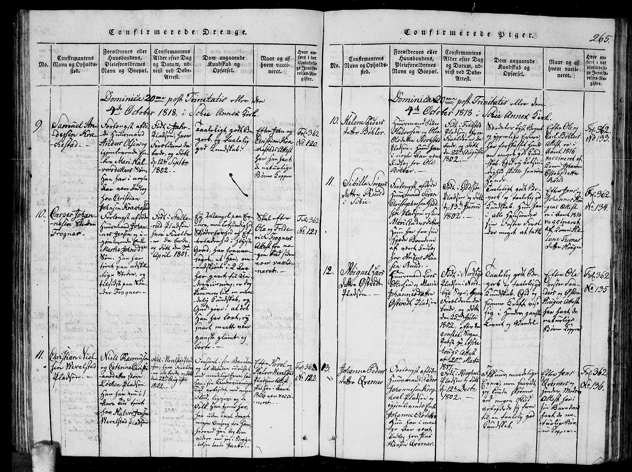 Kråkstad prestekontor Kirkebøker, AV/SAO-A-10125a/G/Ga/L0001: Parish register (copy) no. I 1, 1813-1824, p. 265