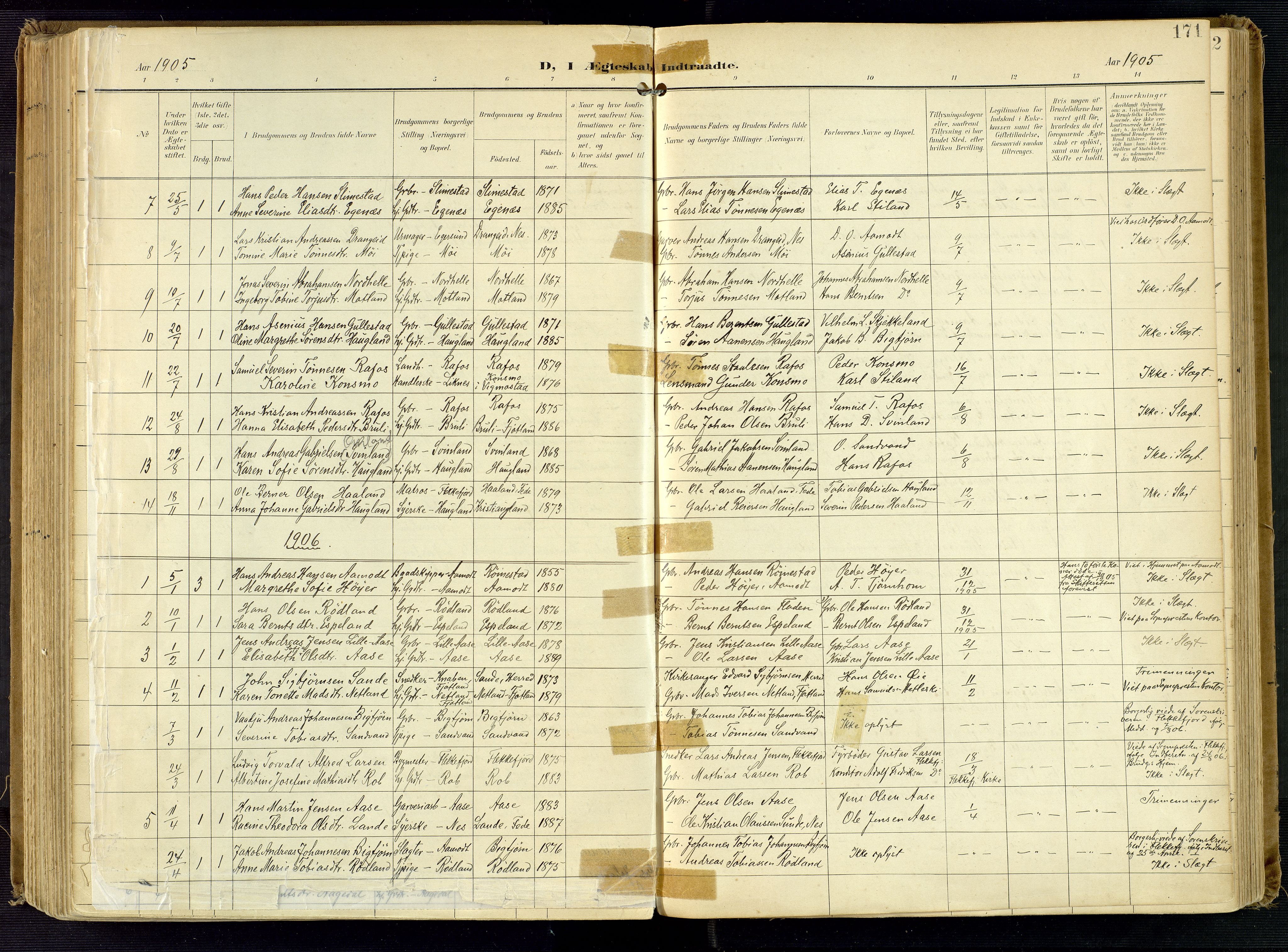 Kvinesdal sokneprestkontor, AV/SAK-1111-0026/F/Fa/Fab/L0009: Parish register (official) no. A 9, 1898-1915, p. 171