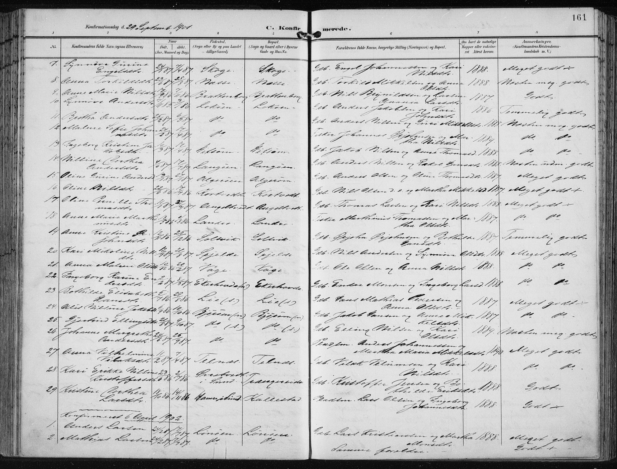 Fjell sokneprestembete, SAB/A-75301/H/Haa: Parish register (official) no. A  9, 1899-1910, p. 161