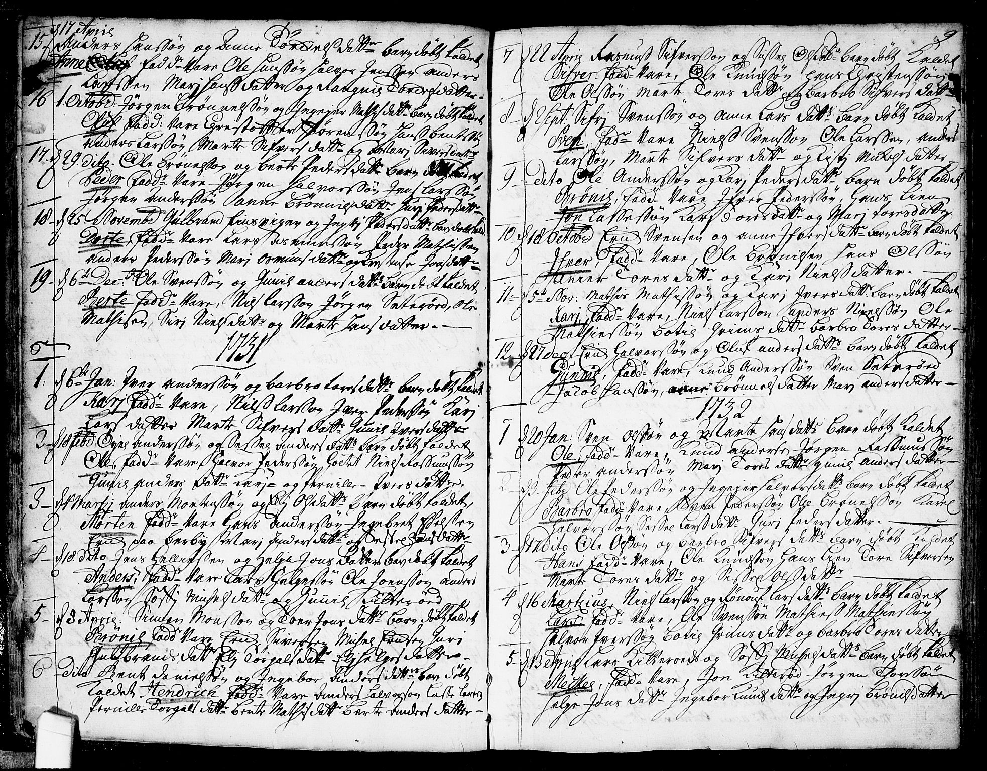 Idd prestekontor Kirkebøker, AV/SAO-A-10911/F/Fb/L0001: Parish register (official) no. II 1, 1720-1789, p. 9