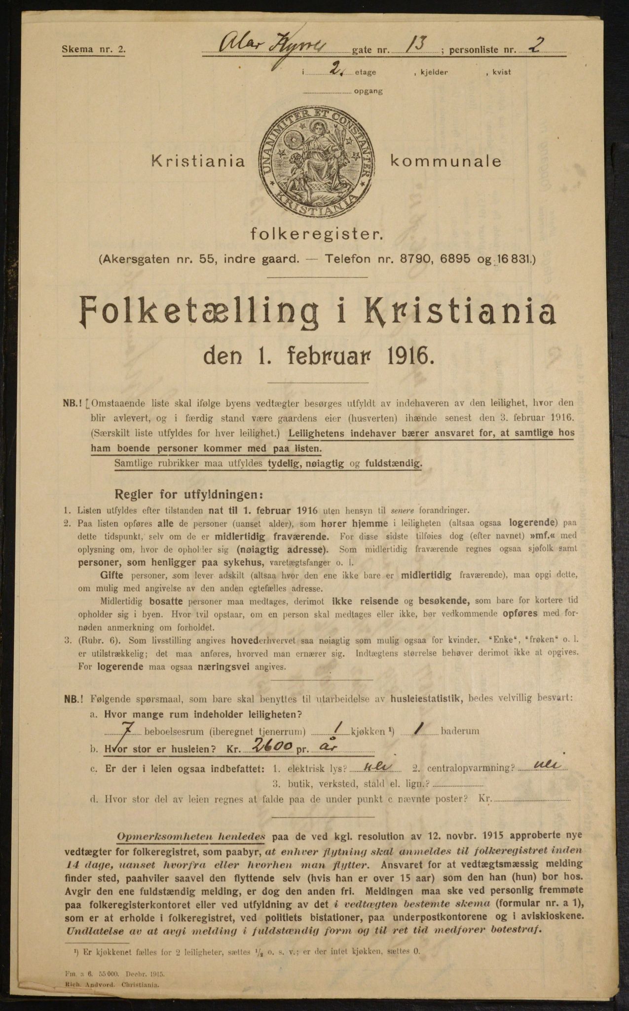 OBA, Municipal Census 1916 for Kristiania, 1916, p. 77218