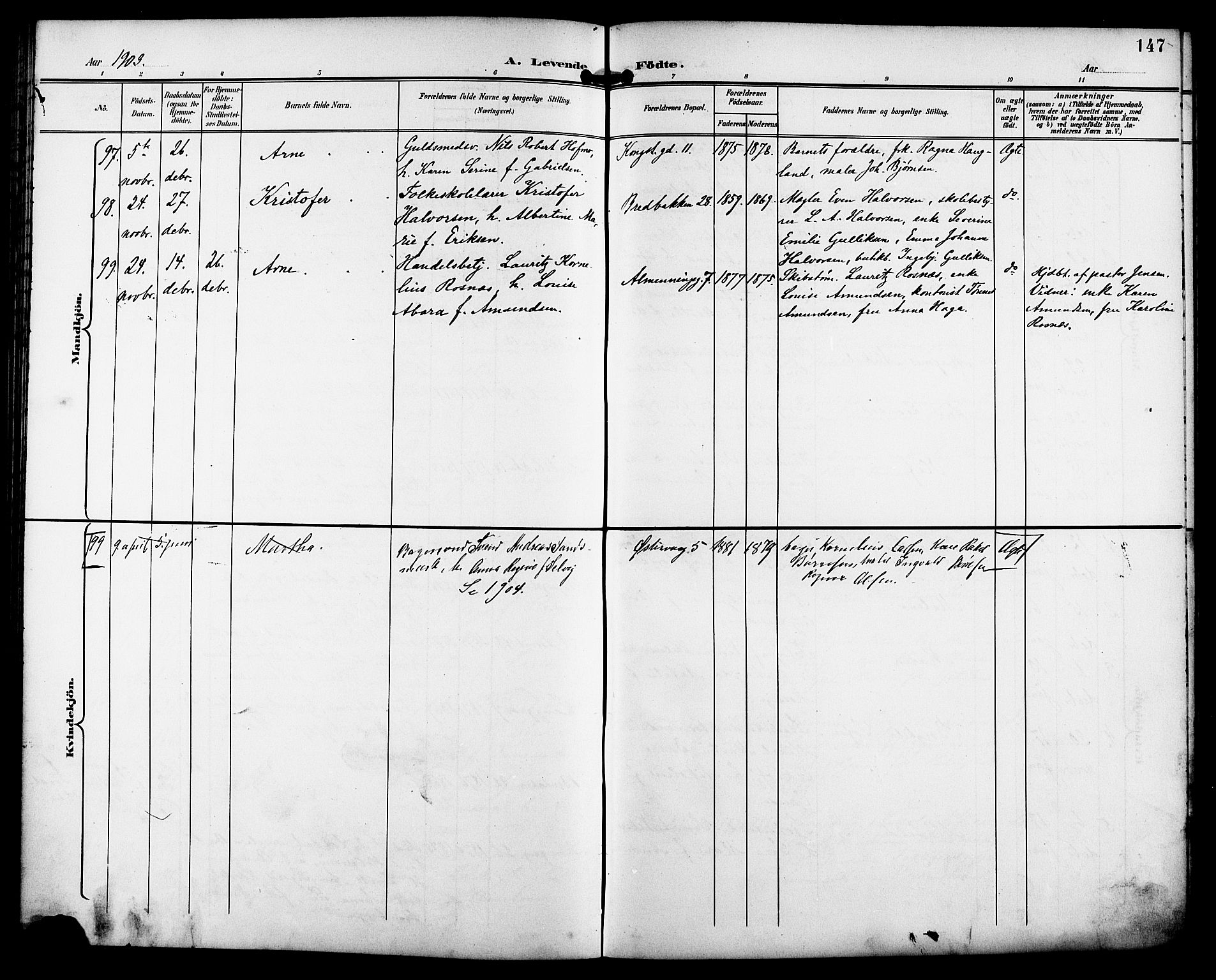 St. Petri sokneprestkontor, AV/SAST-A-101813/001/30/30BB/L0008: Parish register (copy) no. B 8, 1897-1905, p. 147