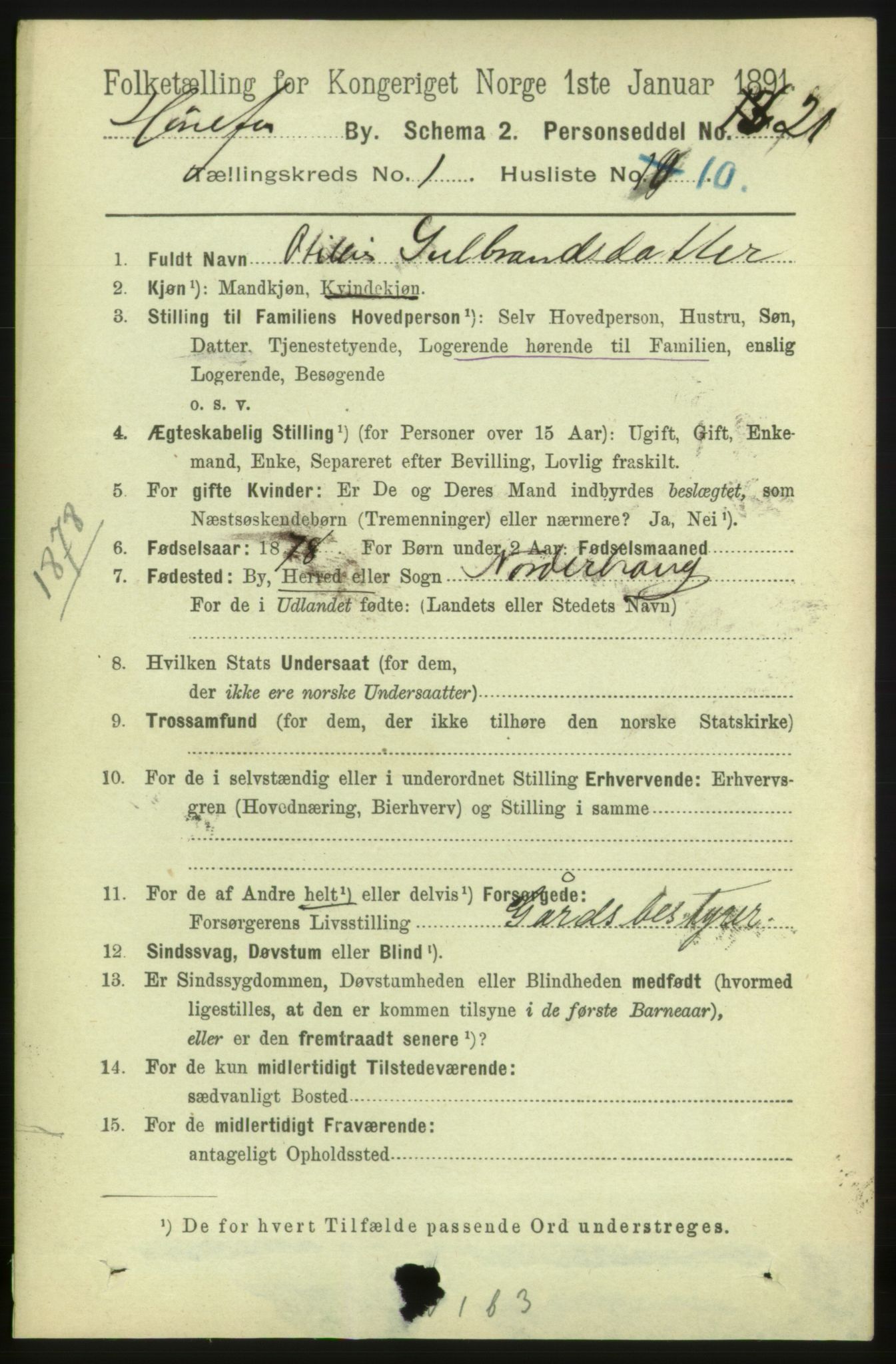 RA, 1891 census for 0601 Hønefoss, 1891, p. 521