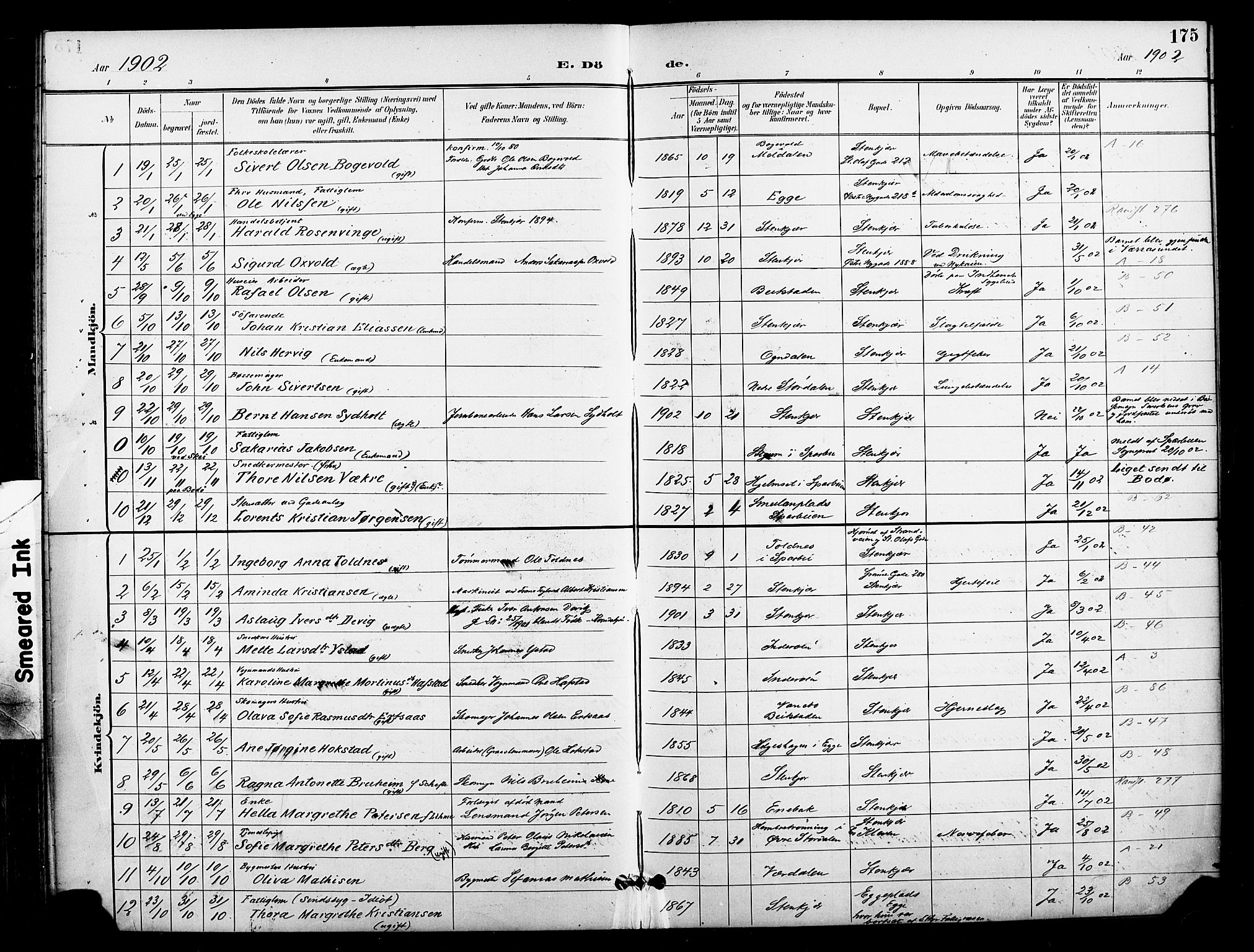Ministerialprotokoller, klokkerbøker og fødselsregistre - Nord-Trøndelag, SAT/A-1458/739/L0372: Parish register (official) no. 739A04, 1895-1903, p. 175