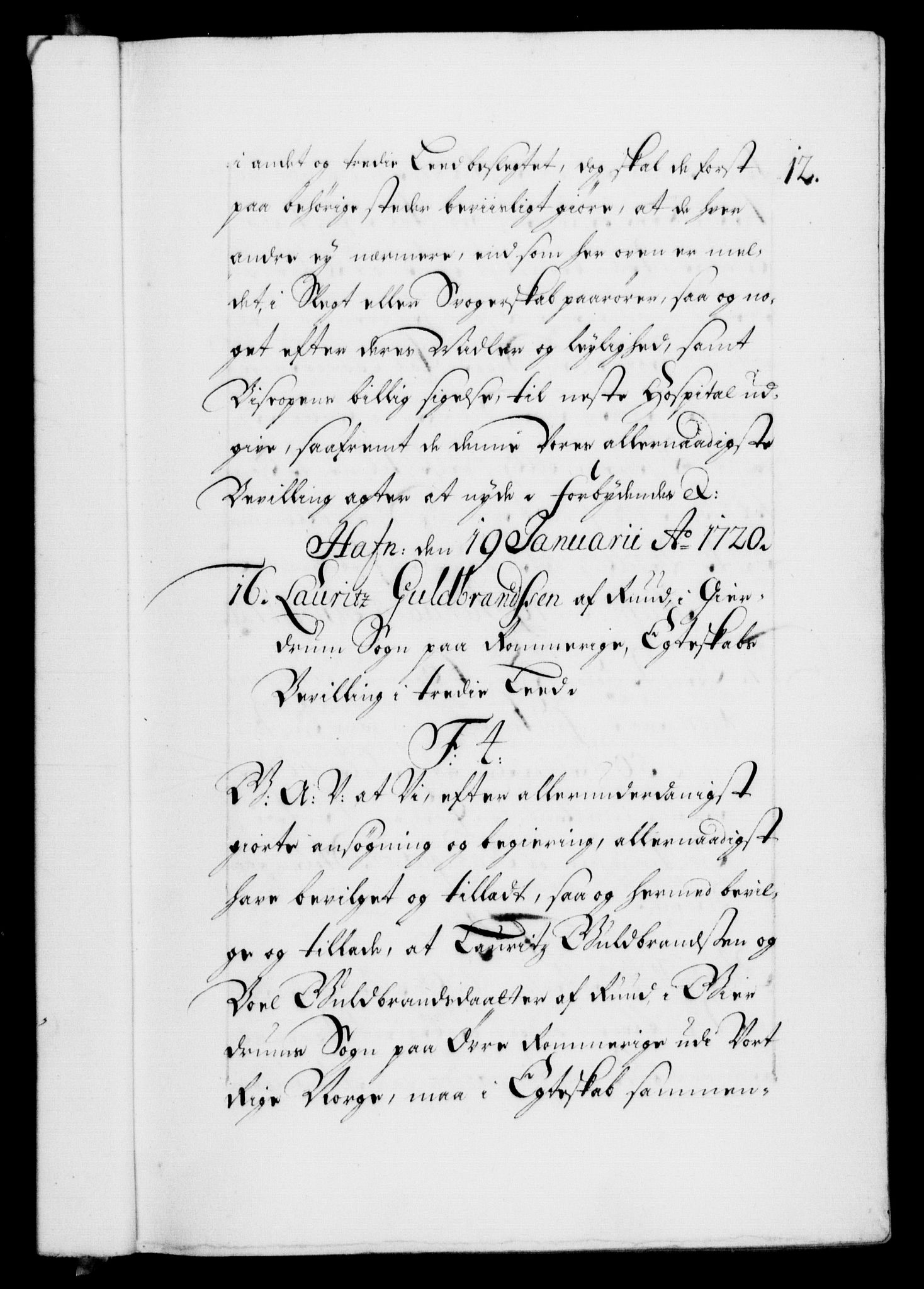 Danske Kanselli 1572-1799, AV/RA-EA-3023/F/Fc/Fca/Fcaa/L0023: Norske registre, 1720-1722, p. 12a