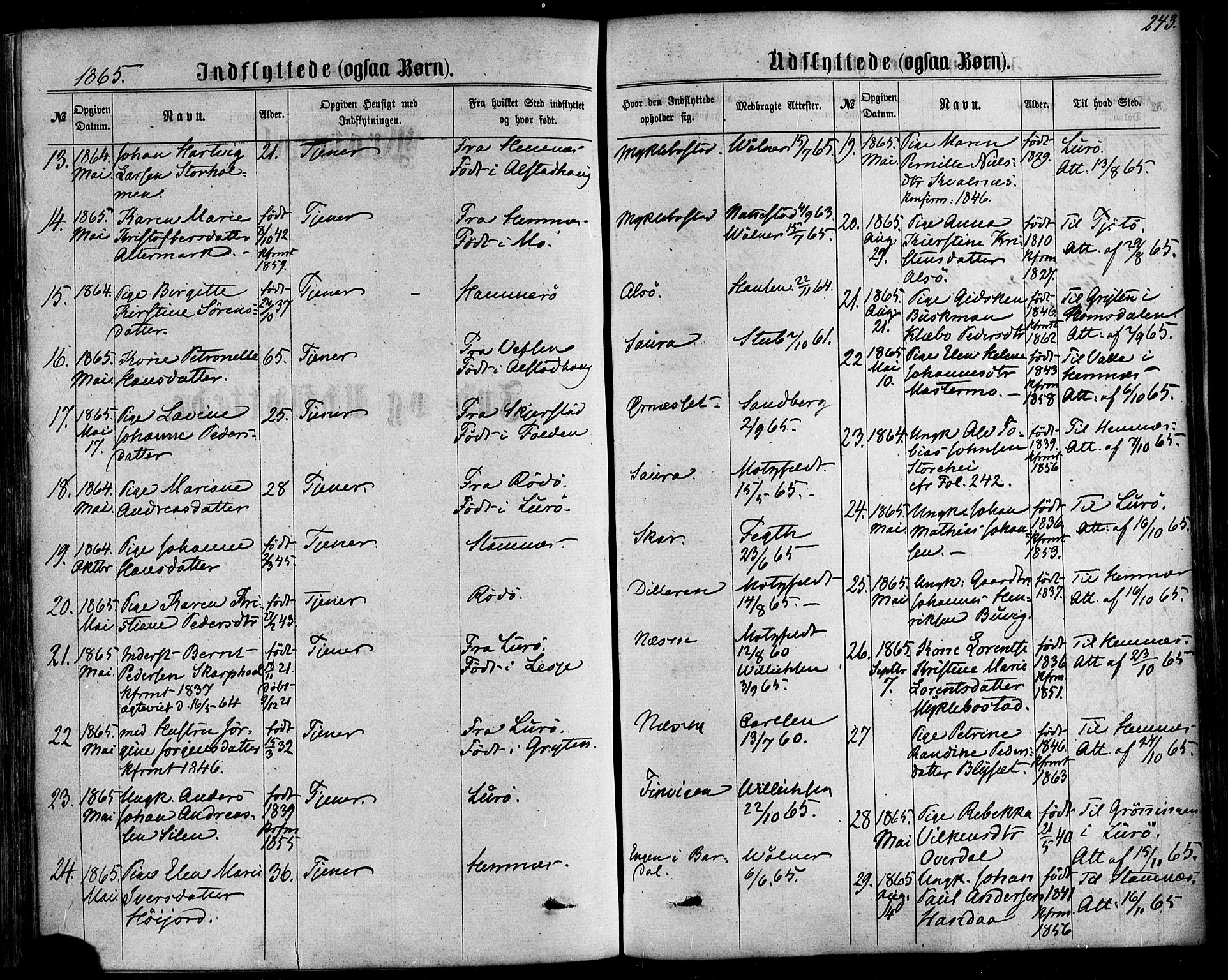 Ministerialprotokoller, klokkerbøker og fødselsregistre - Nordland, AV/SAT-A-1459/838/L0551: Parish register (official) no. 838A09, 1864-1880, p. 243