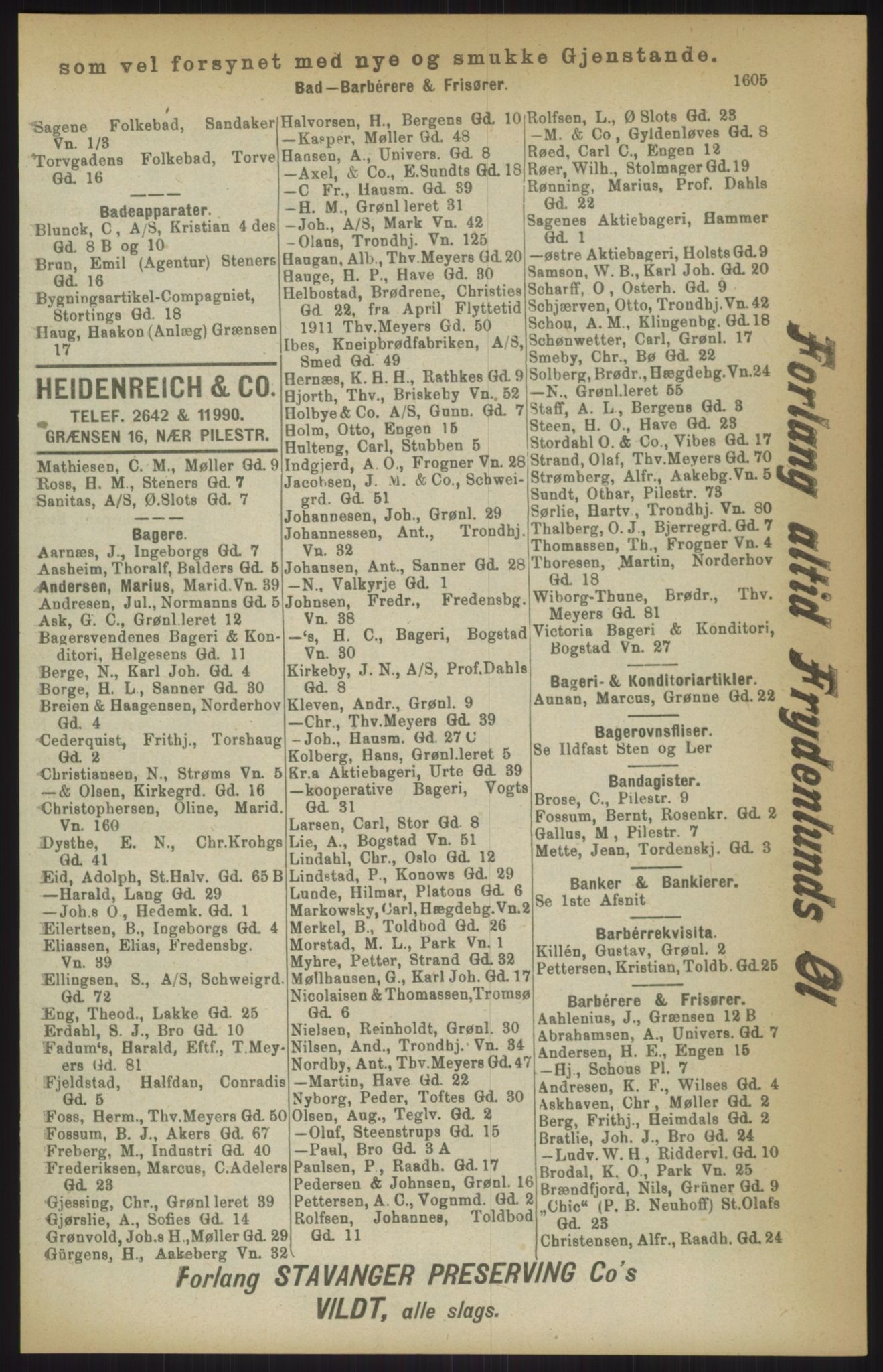 Kristiania/Oslo adressebok, PUBL/-, 1911, p. 1605