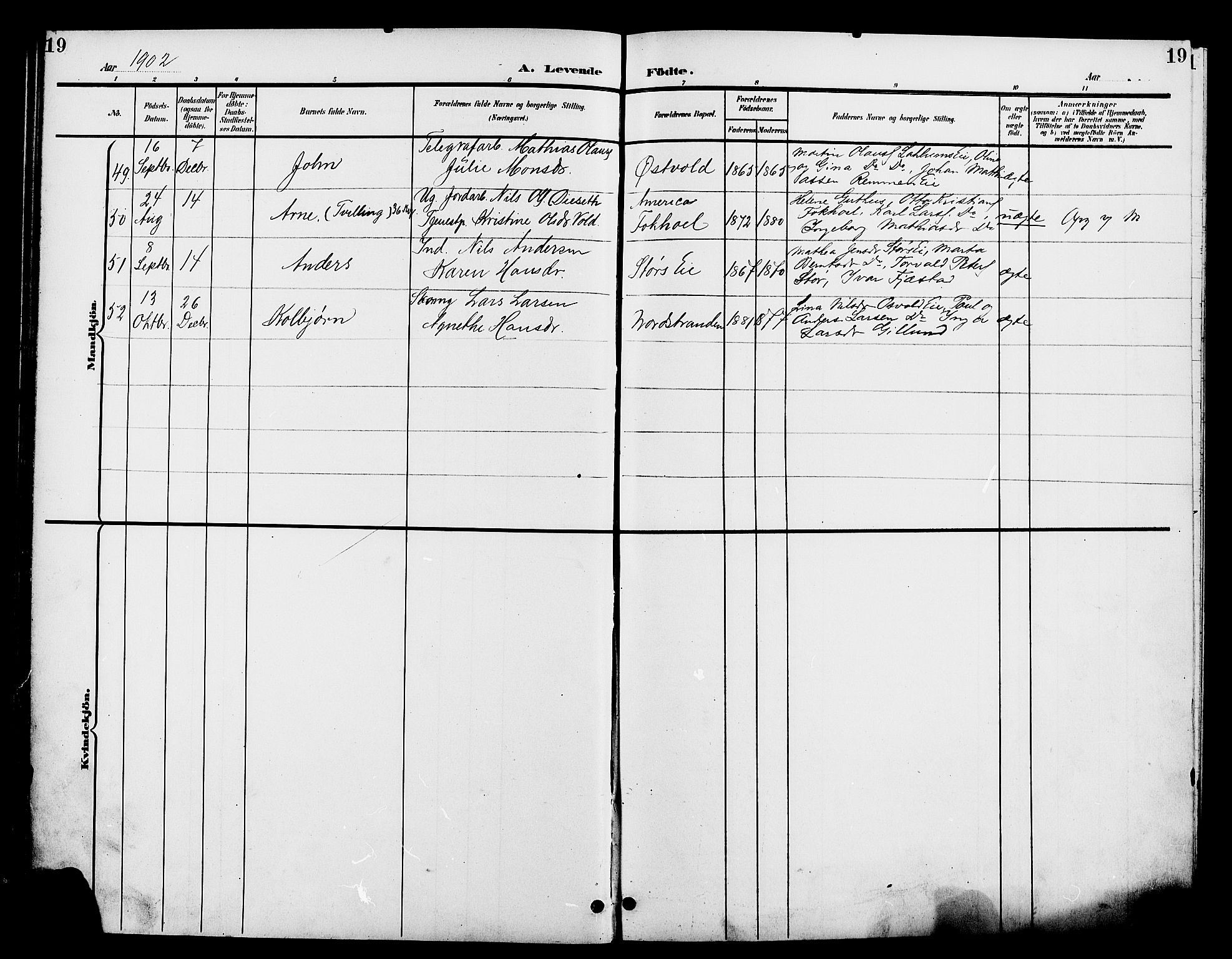 Stange prestekontor, AV/SAH-PREST-002/L/L0012: Parish register (copy) no. 12, 1900-1908, p. 19