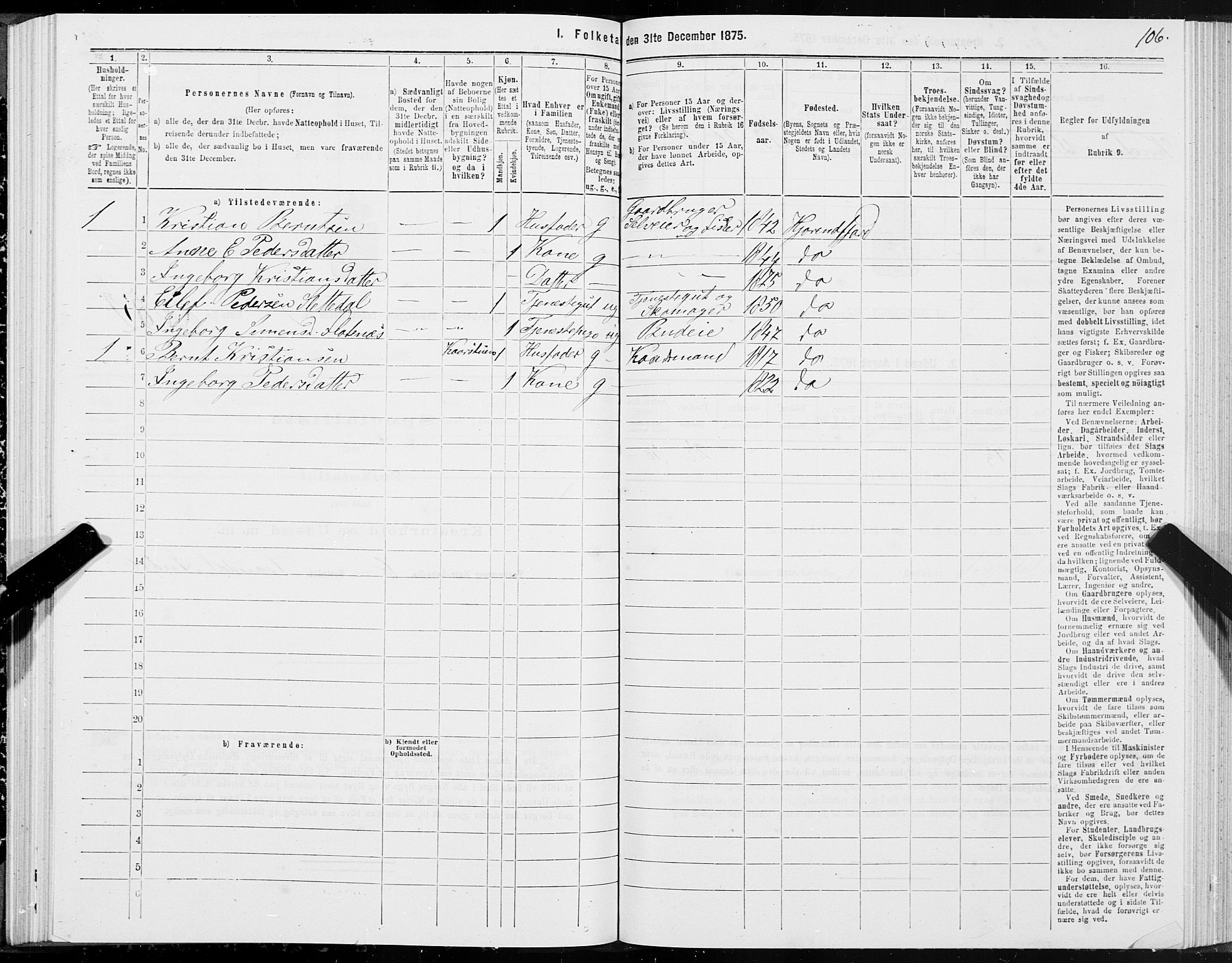 SAT, 1875 census for 1522P Hjørundfjord, 1875, p. 1106