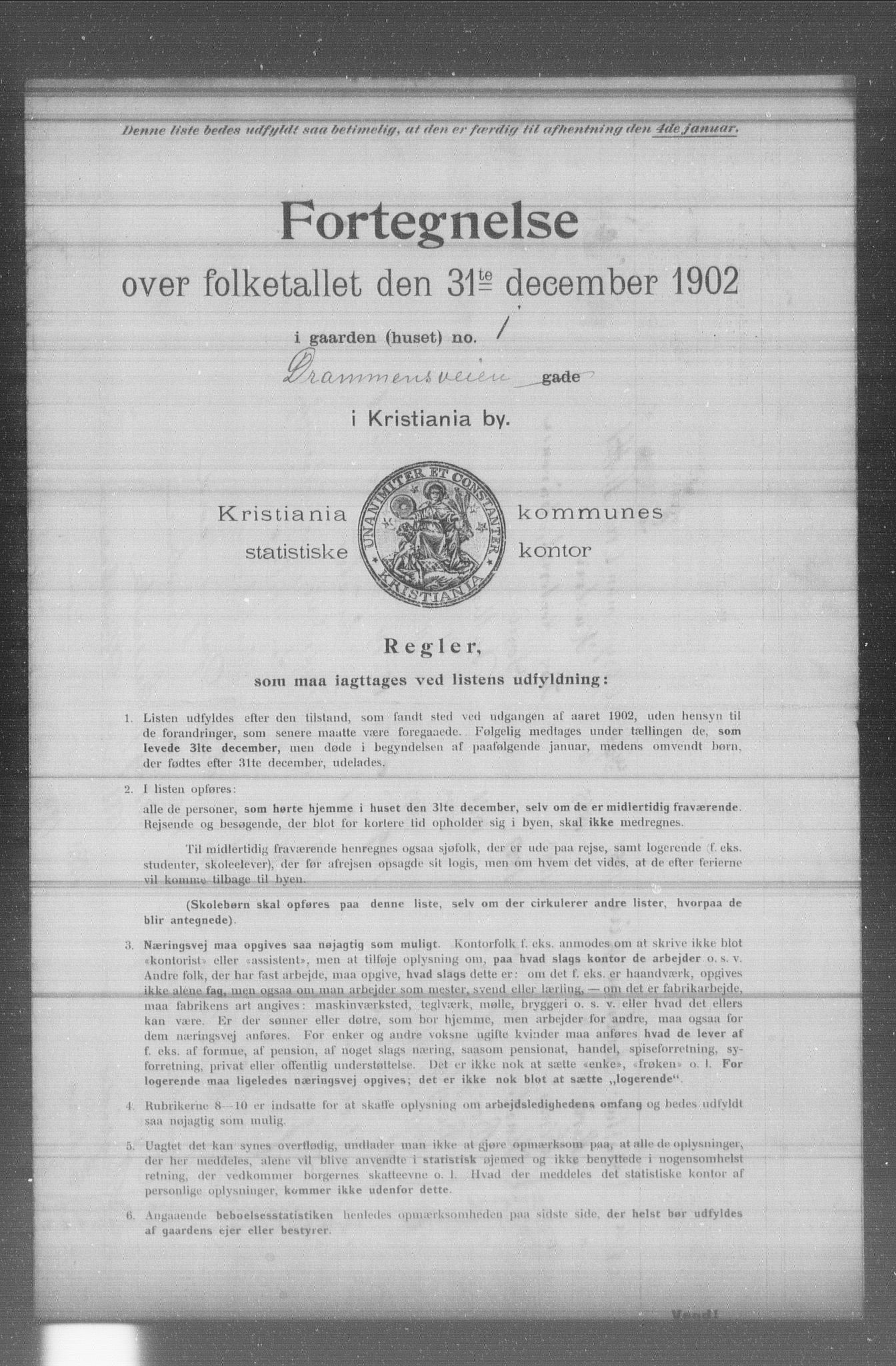 OBA, Municipal Census 1902 for Kristiania, 1902, p. 3086