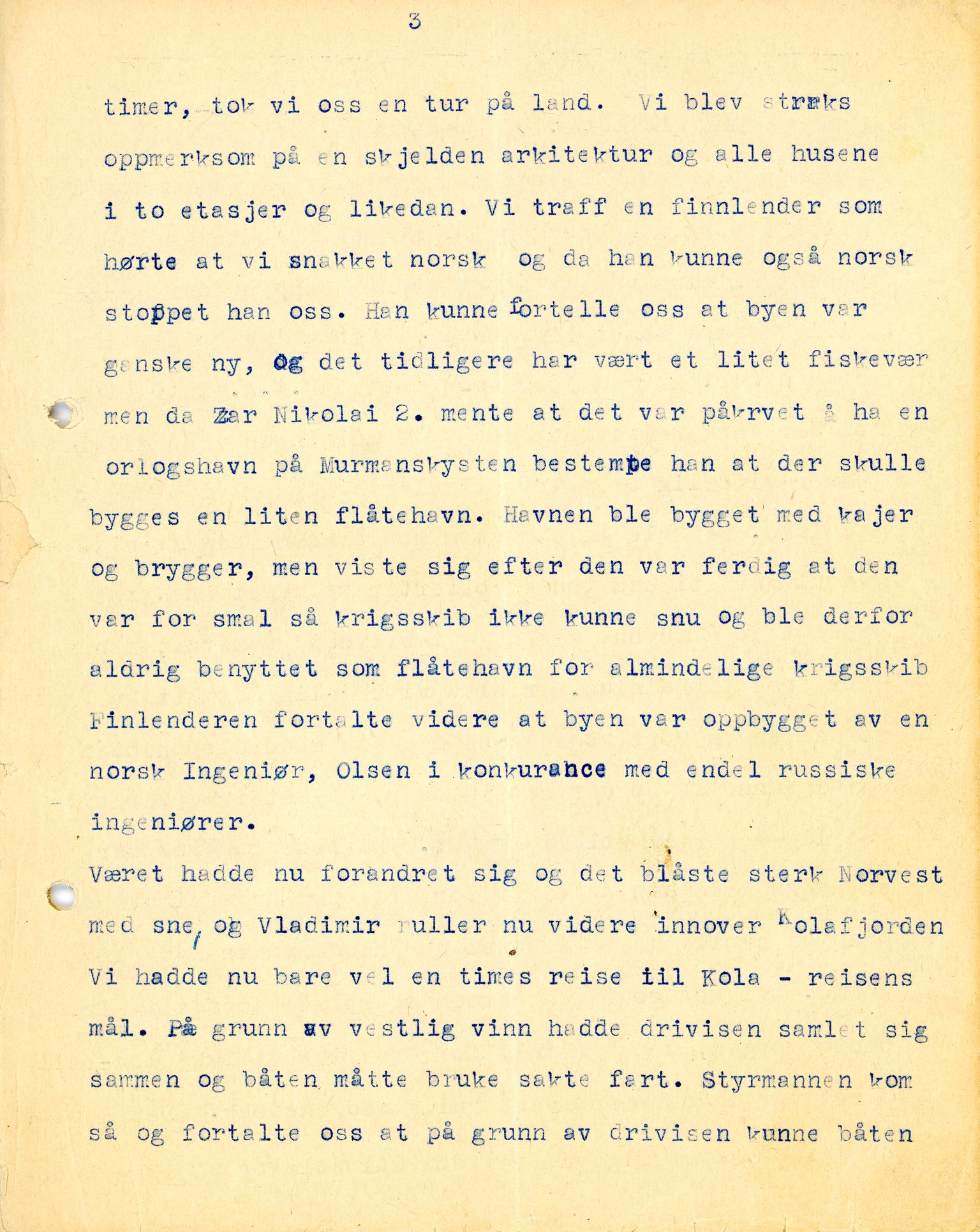 Marius Bratsbergs reise til Kola i 1907, VAMU/A-0051/F/L0001: Reiseskildring. Marius Bratsberg til Kola 1907, 1907-1908