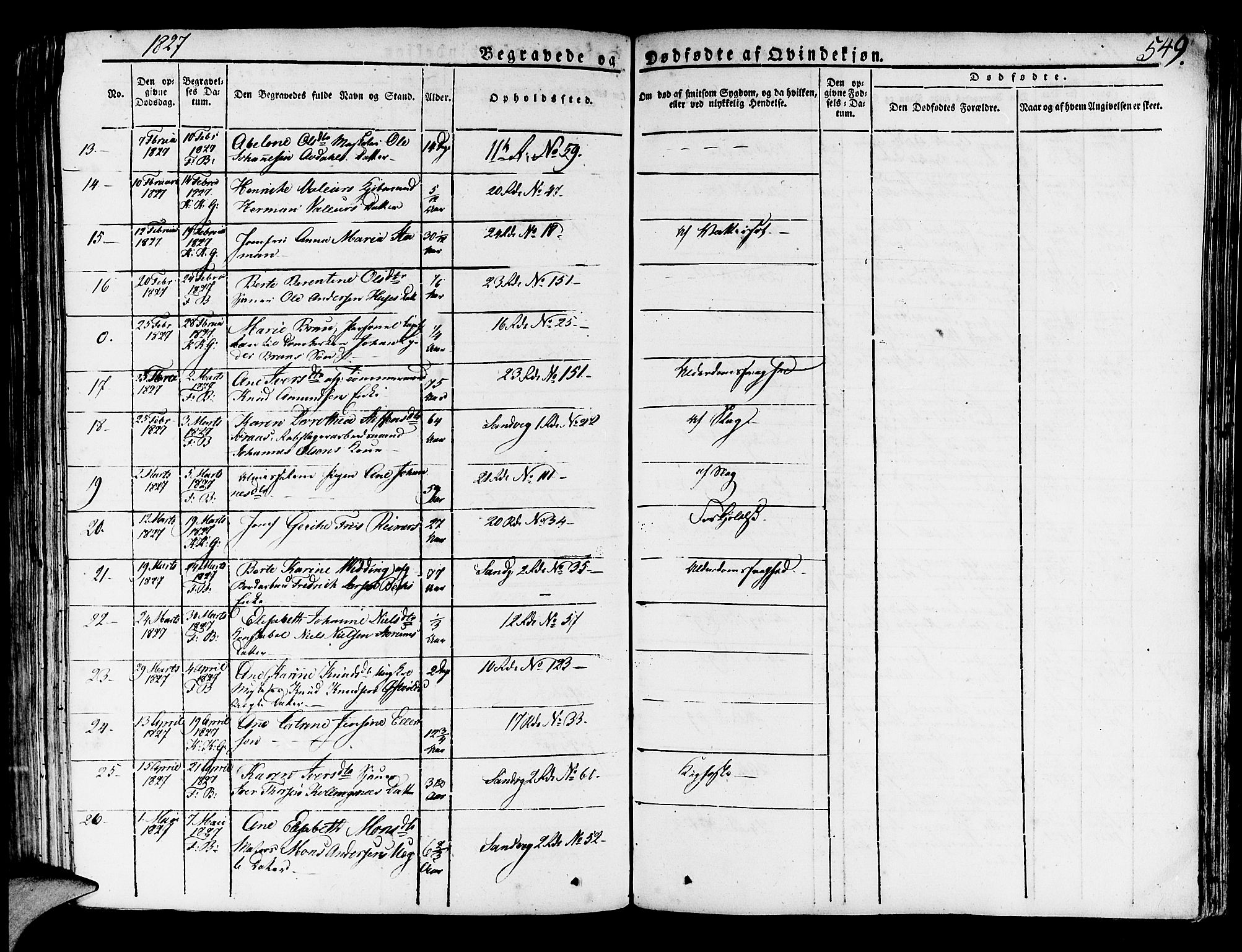 Korskirken sokneprestembete, AV/SAB-A-76101/H/Haa/L0014: Parish register (official) no. A 14, 1823-1835, p. 549