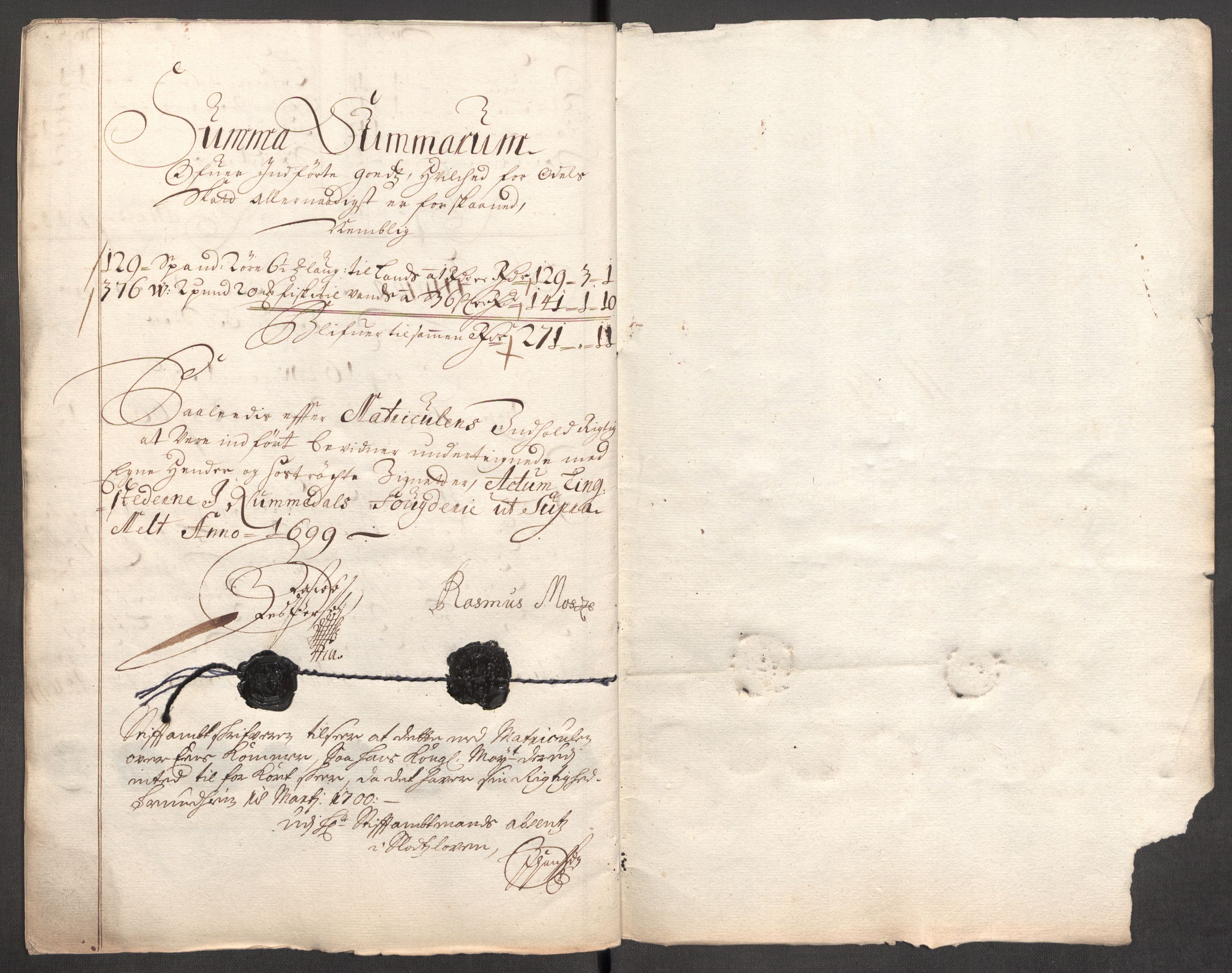 Rentekammeret inntil 1814, Reviderte regnskaper, Fogderegnskap, RA/EA-4092/R64/L4426: Fogderegnskap Namdal, 1699-1700, p. 209