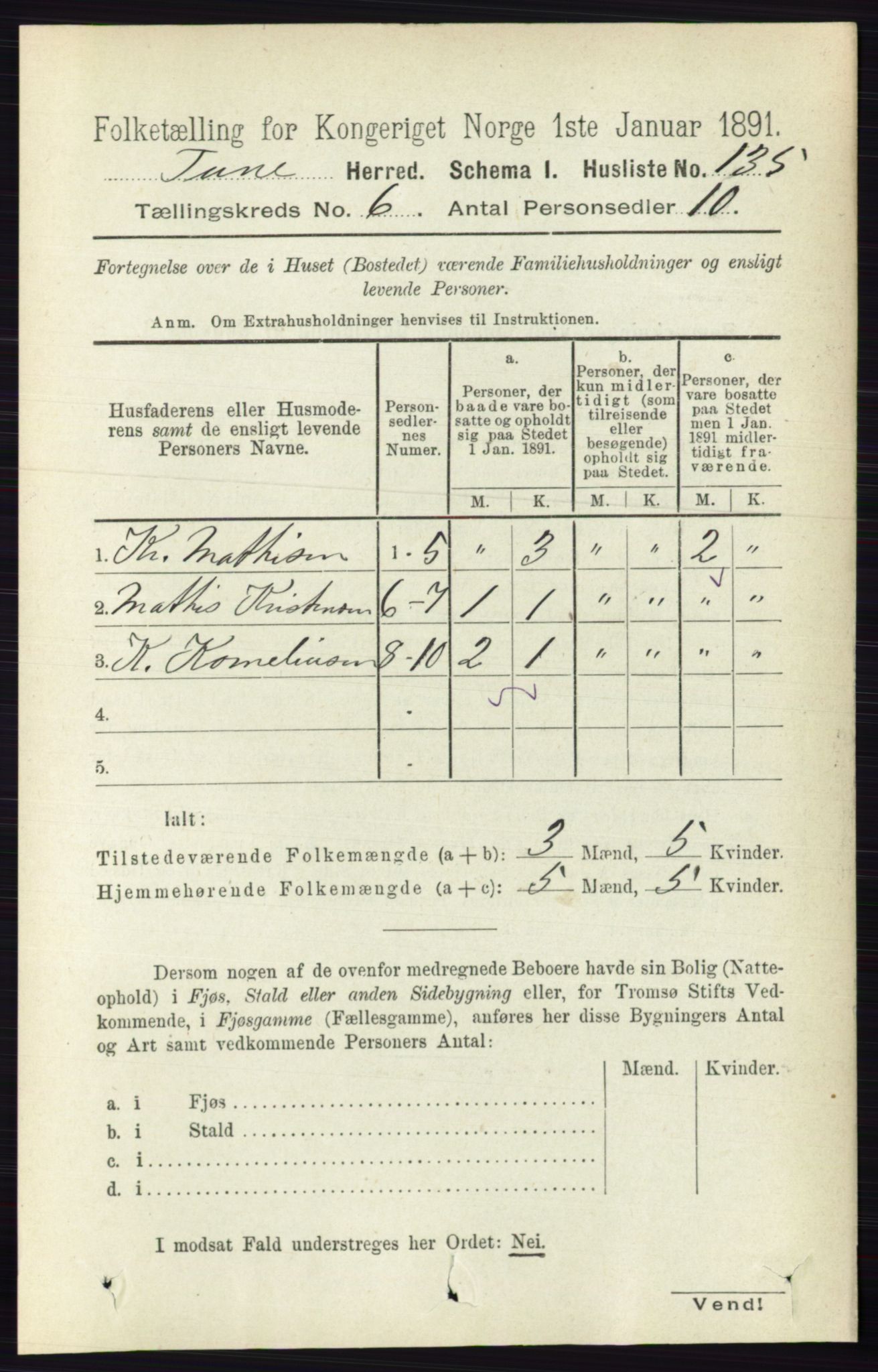 RA, 1891 census for 0130 Tune, 1891, p. 4086