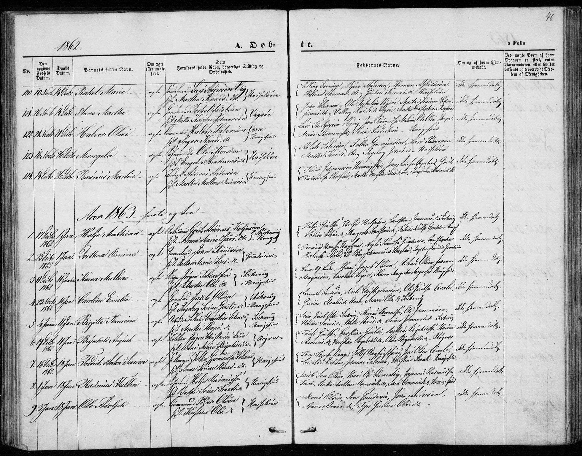 Torvastad sokneprestkontor, AV/SAST-A -101857/H/Ha/Haa/L0011: Parish register (official) no. A 11, 1857-1866, p. 46