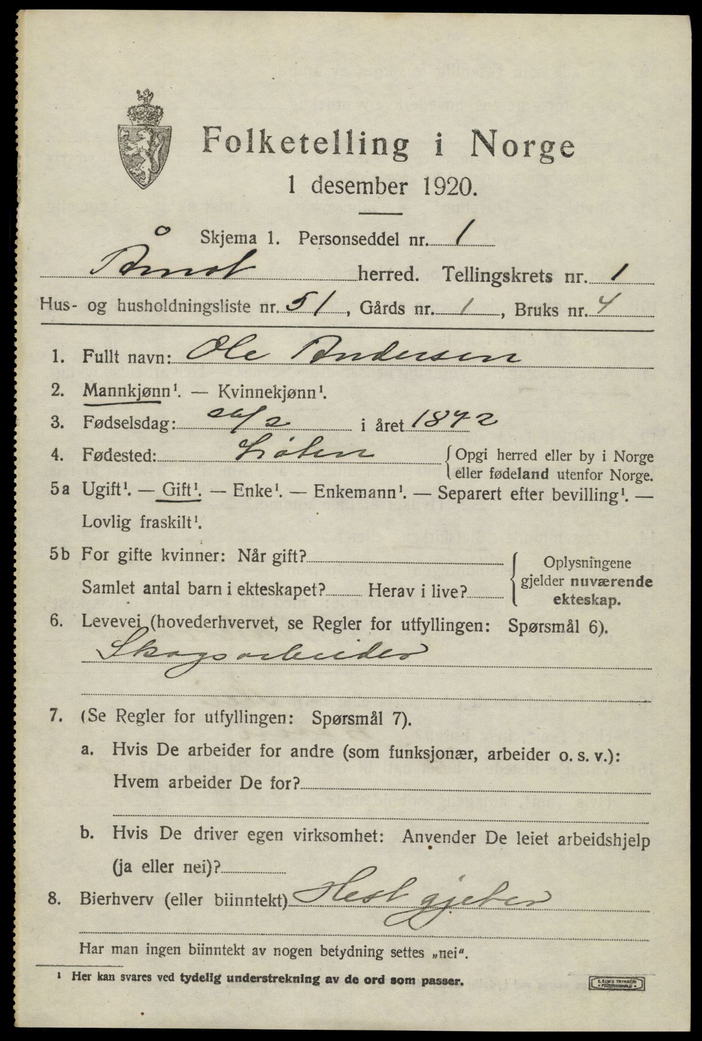 SAH, 1920 census for Åmot, 1920, p. 2055