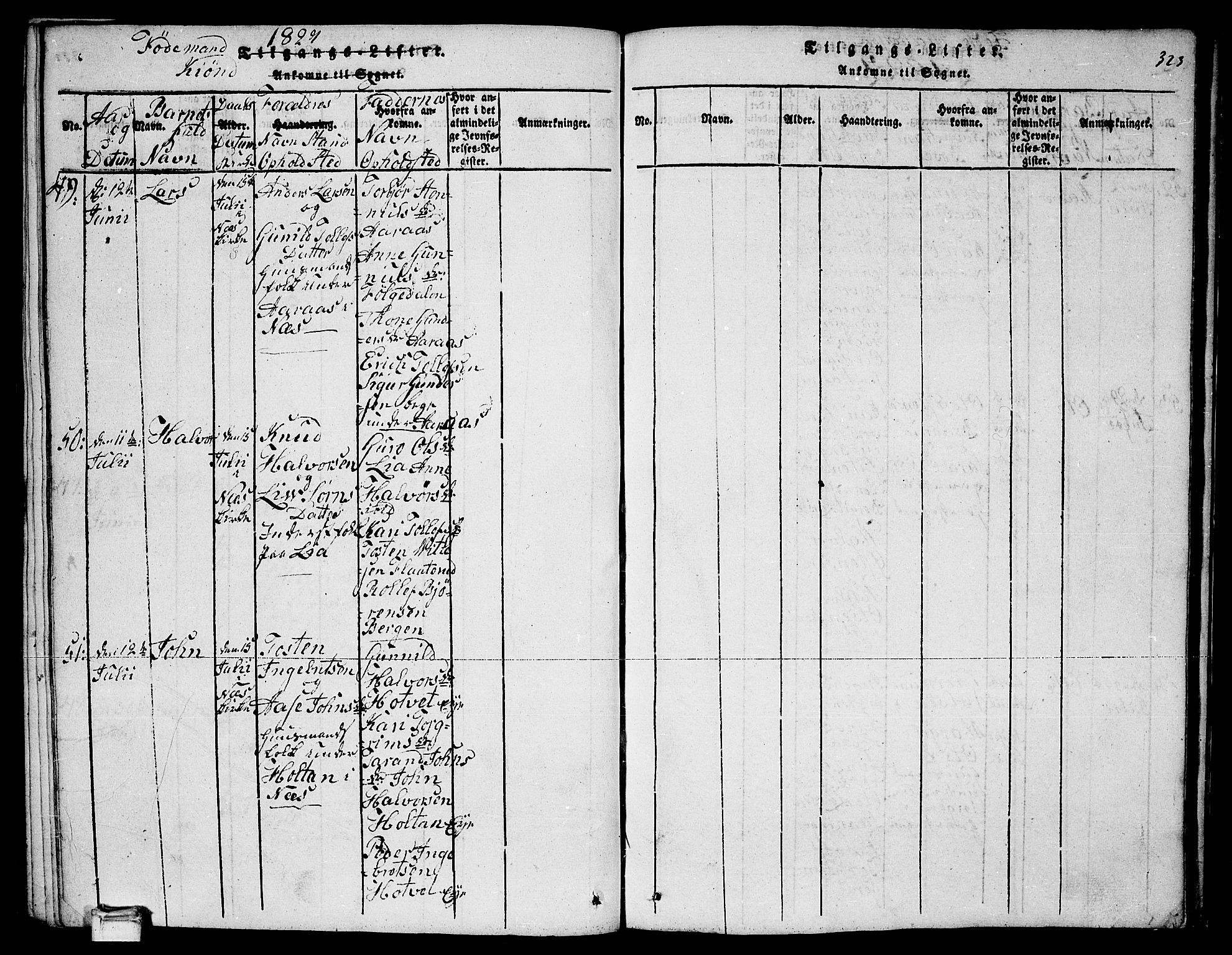 Sauherad kirkebøker, SAKO/A-298/F/Fa/L0005: Parish register (official) no. I 5, 1815-1829, p. 323