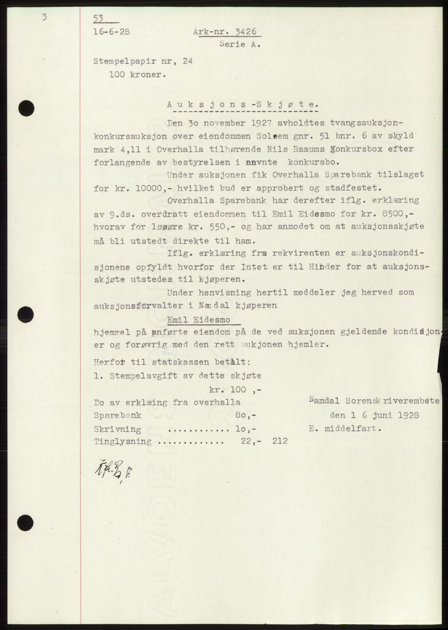 Namdal sorenskriveri, SAT/A-4133/1/2/2C: Mortgage book no. -, 1926-1930, Deed date: 16.06.1928
