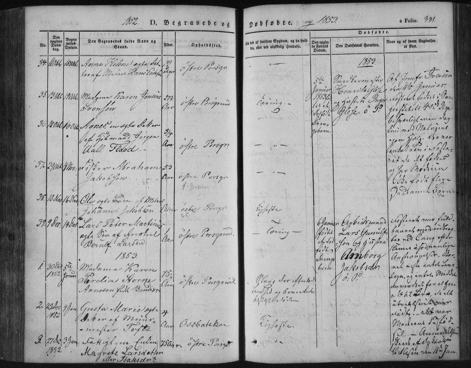 Porsgrunn kirkebøker , SAKO/A-104/F/Fa/L0006: Parish register (official) no. 6, 1841-1857, p. 381