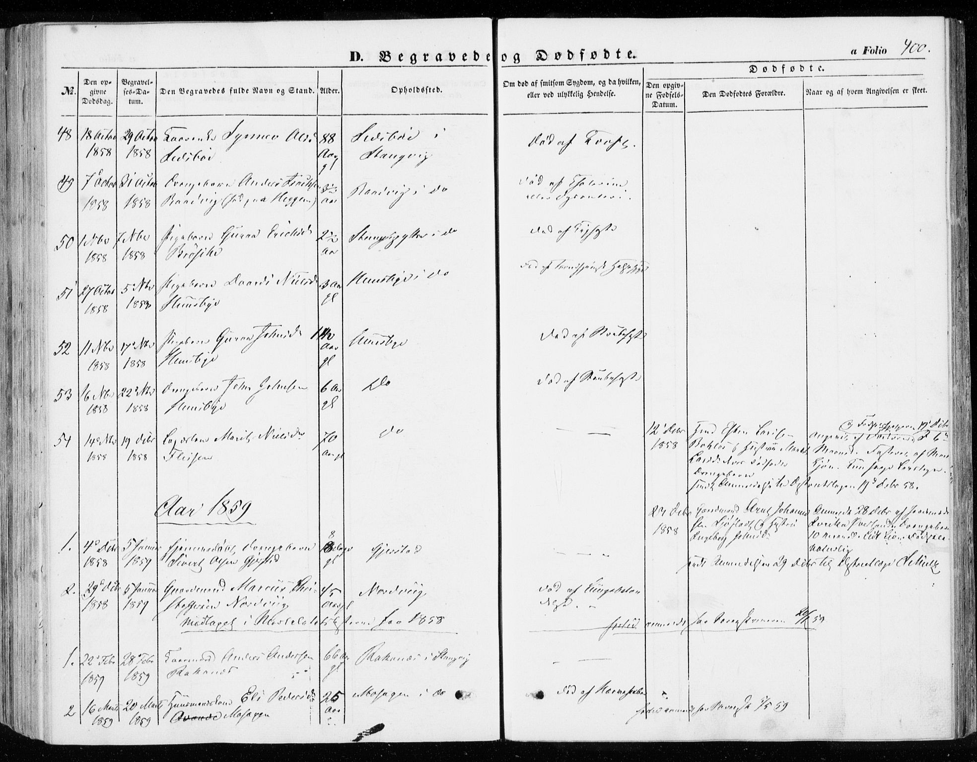 Ministerialprotokoller, klokkerbøker og fødselsregistre - Møre og Romsdal, SAT/A-1454/592/L1026: Parish register (official) no. 592A04, 1849-1867, p. 400