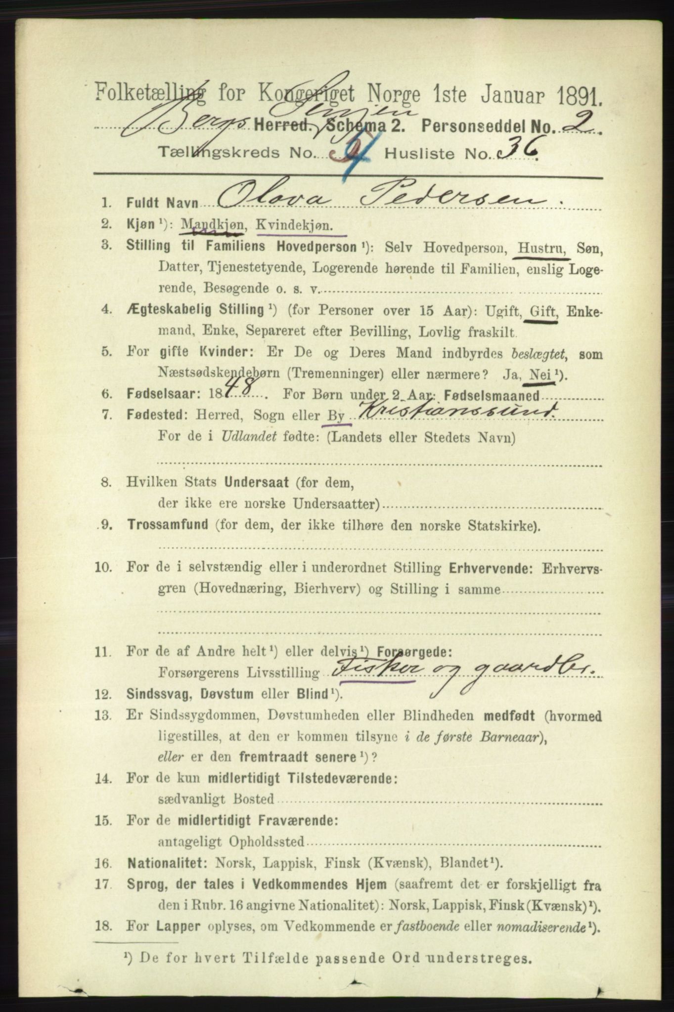 RA, 1891 census for 1929 Berg, 1891, p. 1883