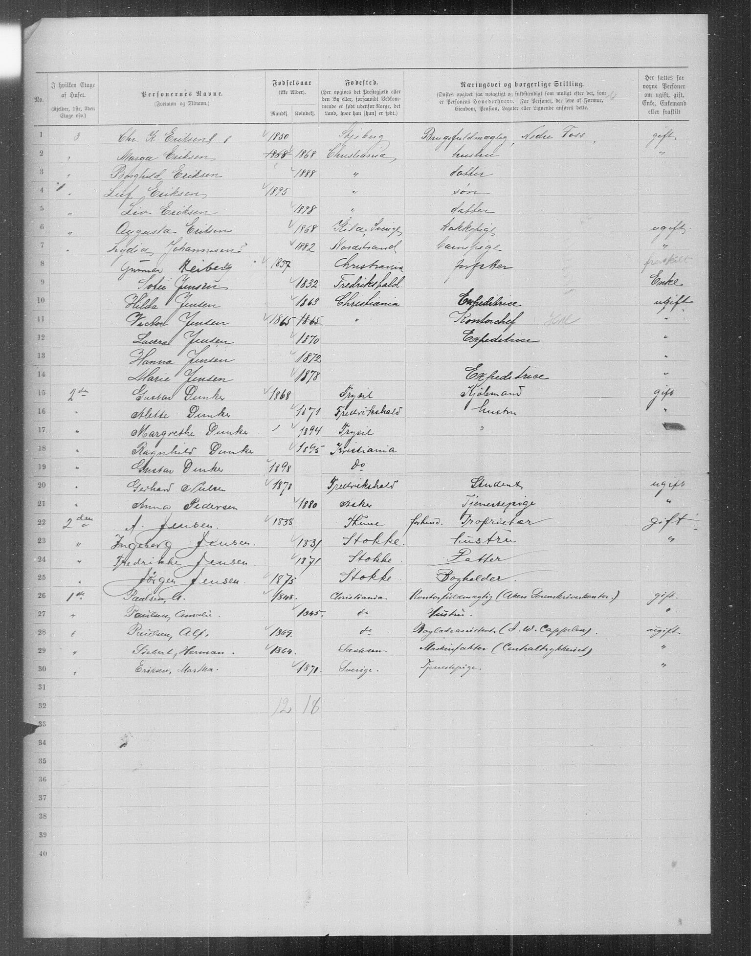 OBA, Municipal Census 1899 for Kristiania, 1899, p. 16425