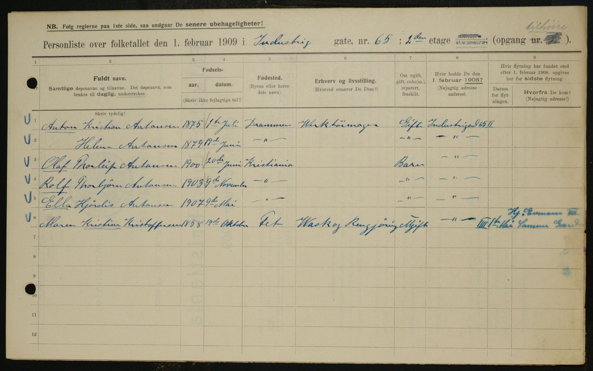 OBA, Municipal Census 1909 for Kristiania, 1909, p. 39940