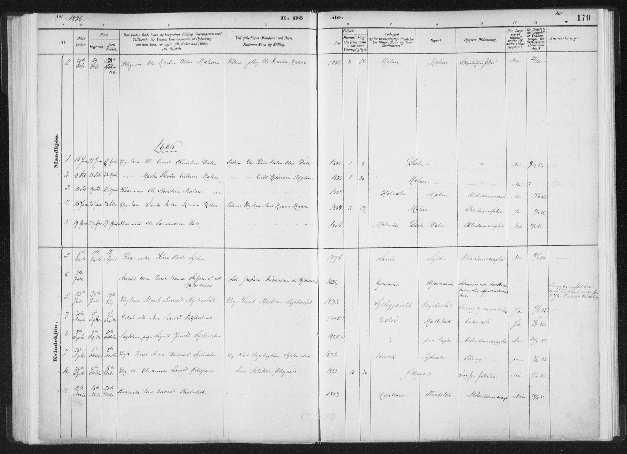 Ministerialprotokoller, klokkerbøker og fødselsregistre - Møre og Romsdal, AV/SAT-A-1454/564/L0740: Parish register (official) no. 564A01, 1880-1899, p. 179