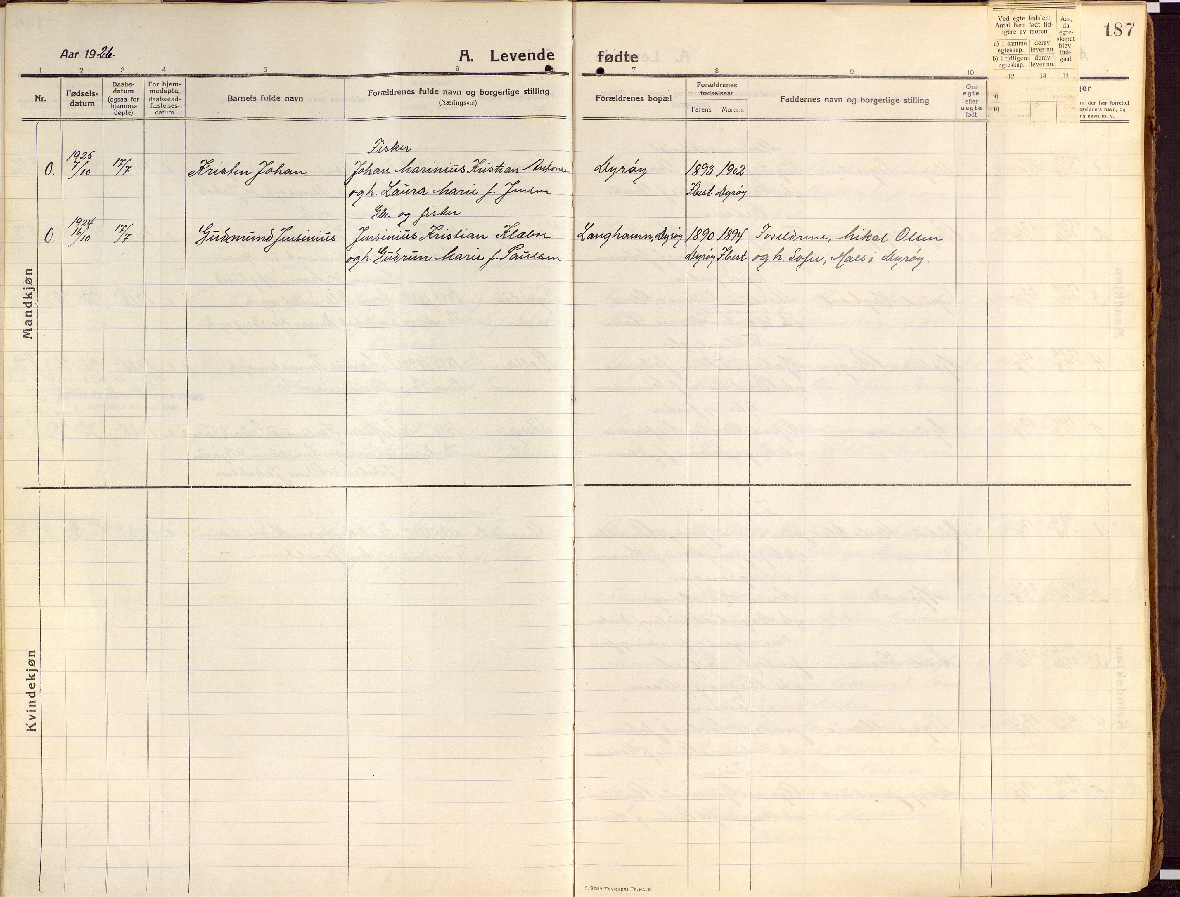 Ibestad sokneprestembete, SATØ/S-0077/H/Ha/Haa/L0018kirke: Parish register (official) no. 18, 1915-1929, p. 187