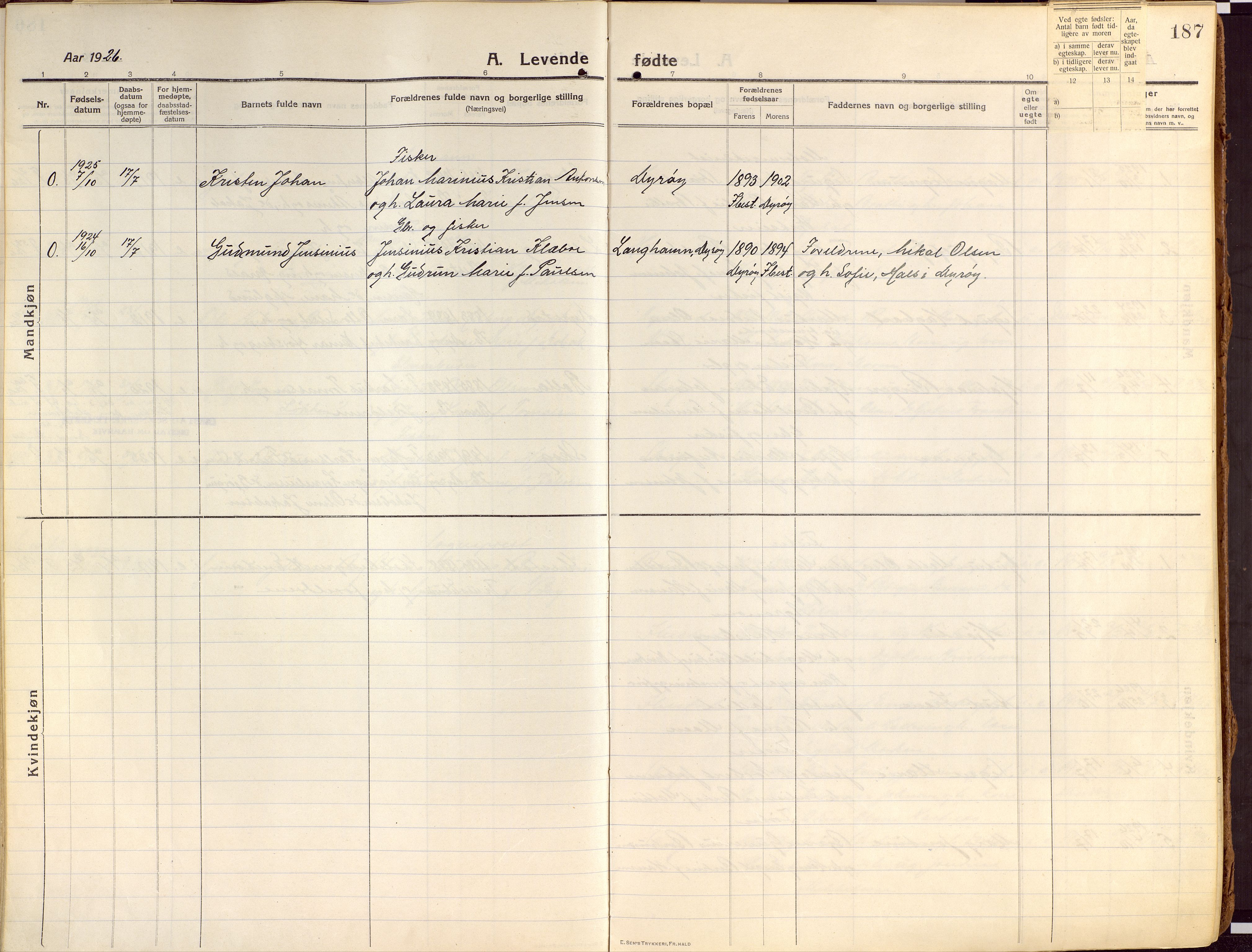 Ibestad sokneprestembete, AV/SATØ-S-0077/H/Ha/Haa/L0018kirke: Parish register (official) no. 18, 1915-1929, p. 187