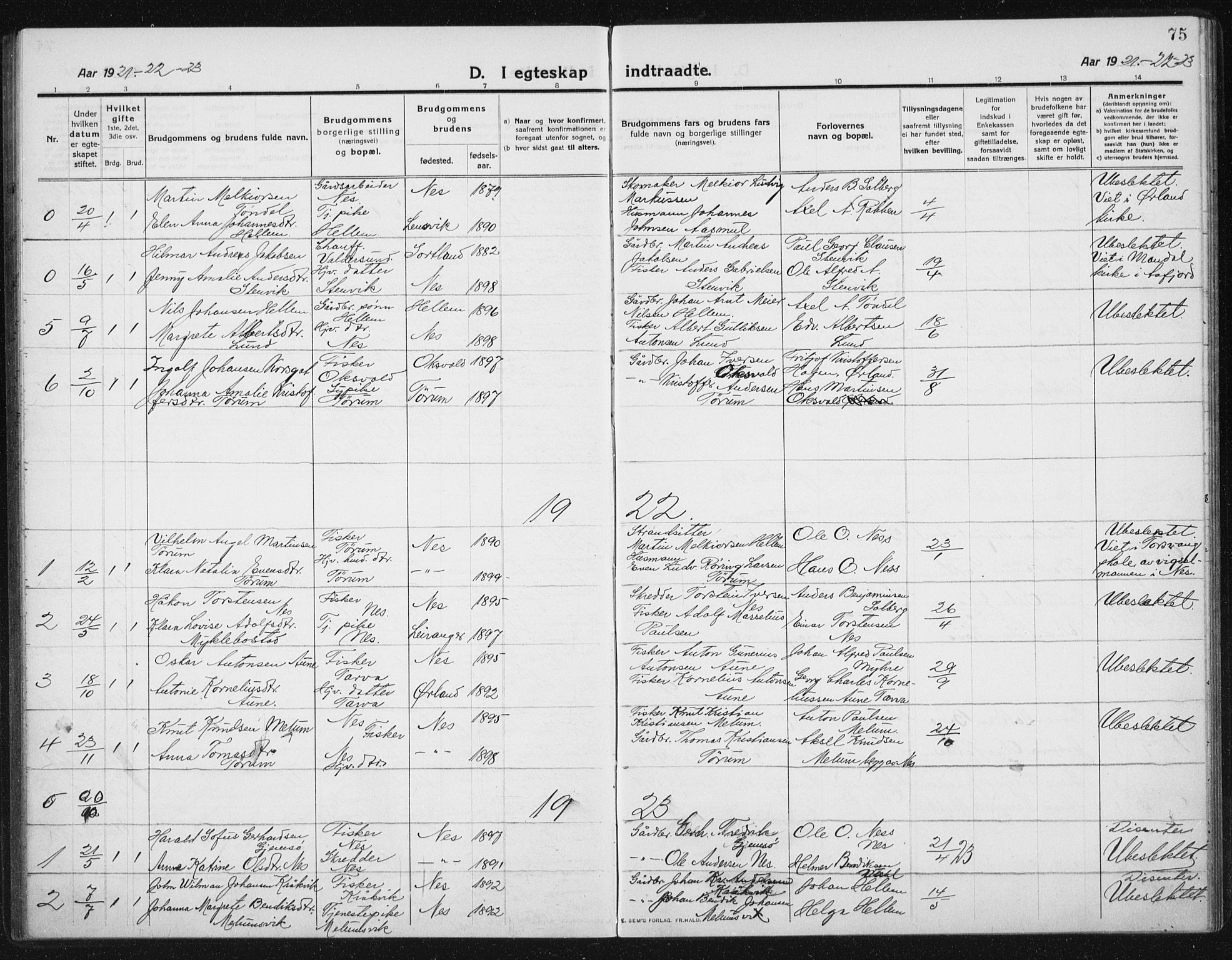 Ministerialprotokoller, klokkerbøker og fødselsregistre - Sør-Trøndelag, SAT/A-1456/652/L0654: Parish register (copy) no. 652C02, 1910-1937, p. 75