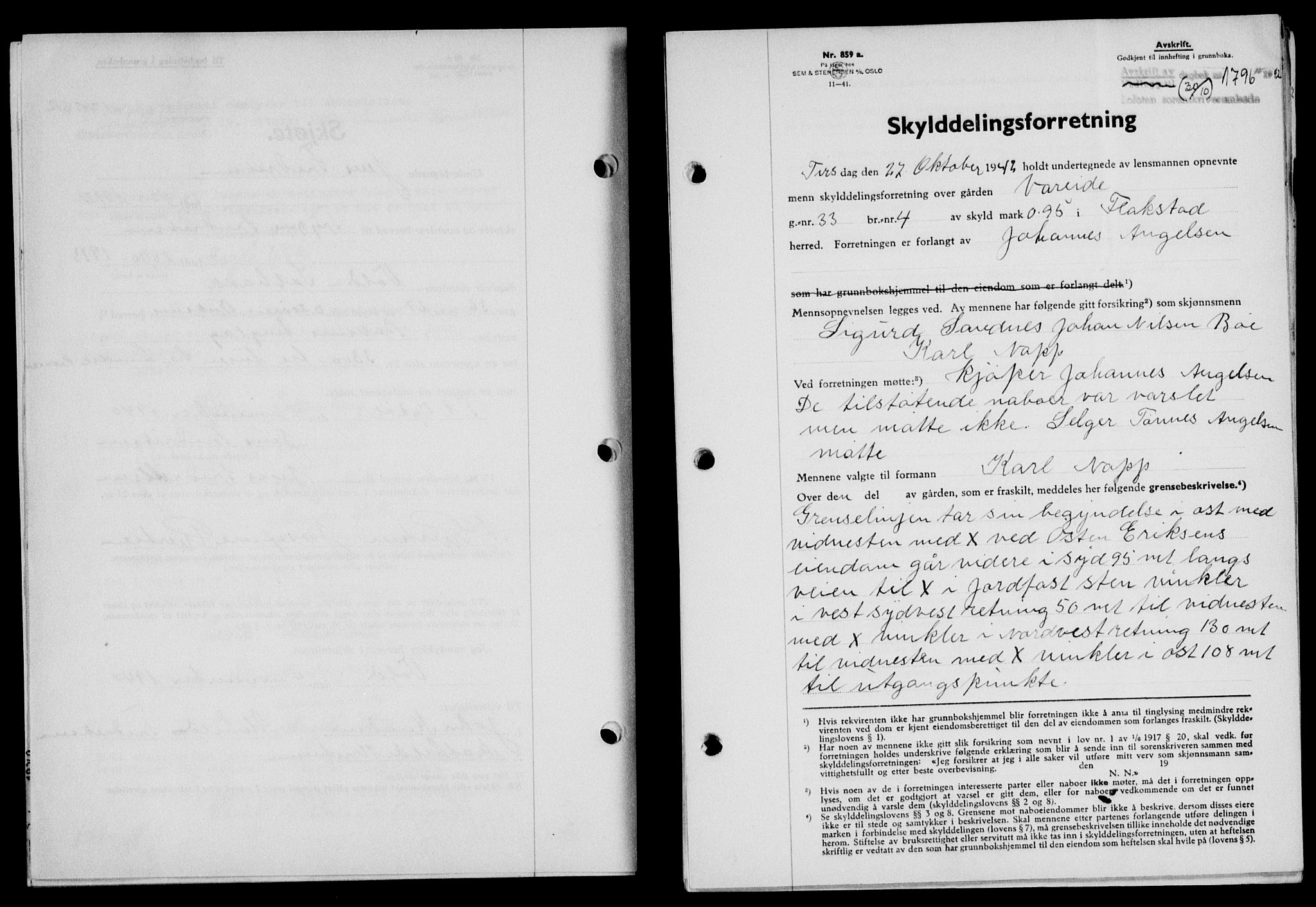 Lofoten sorenskriveri, SAT/A-0017/1/2/2C/L0010a: Mortgage book no. 10a, 1942-1943, Diary no: : 1796/1942