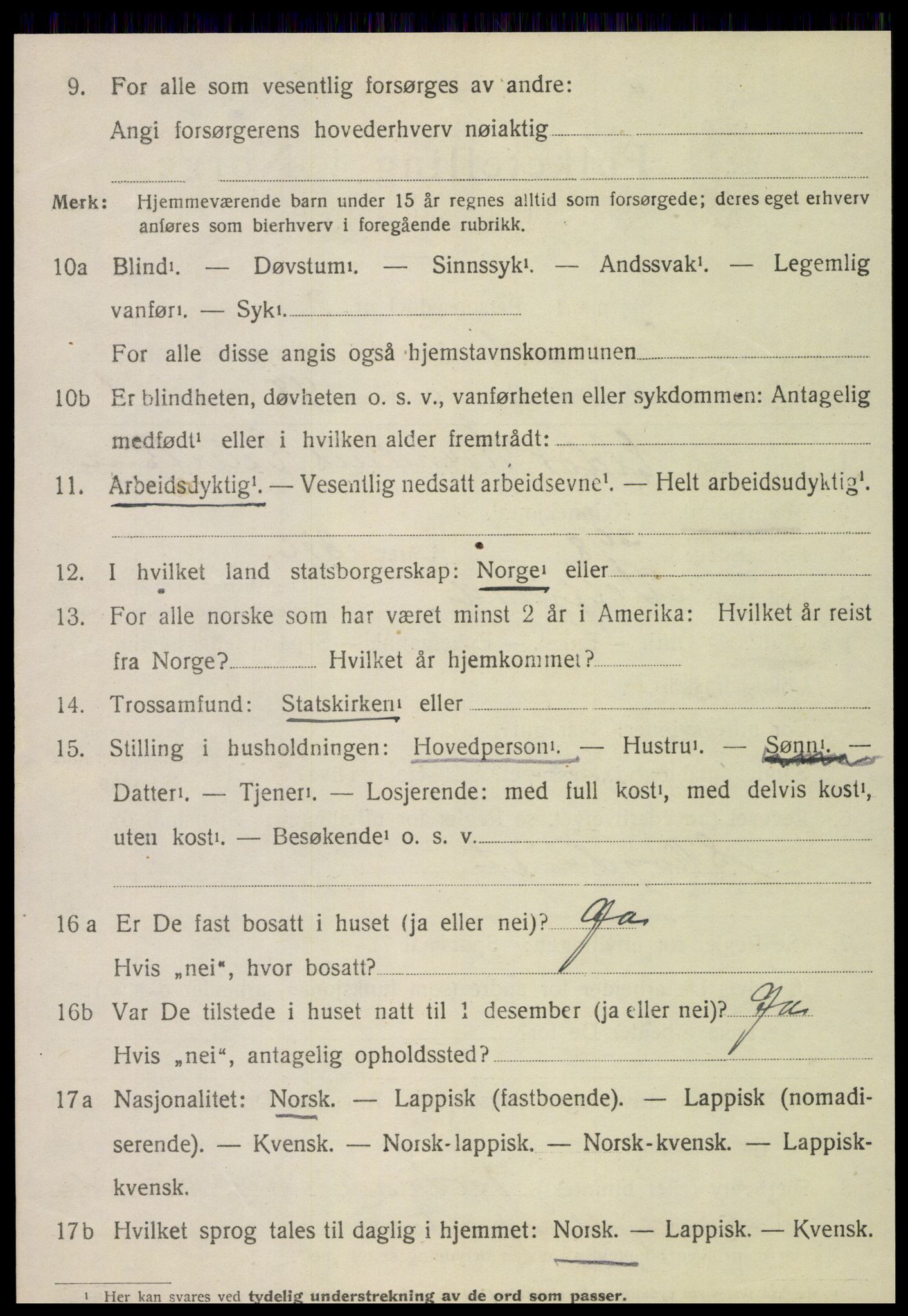 SAT, 1920 census for Velfjord, 1920, p. 2716