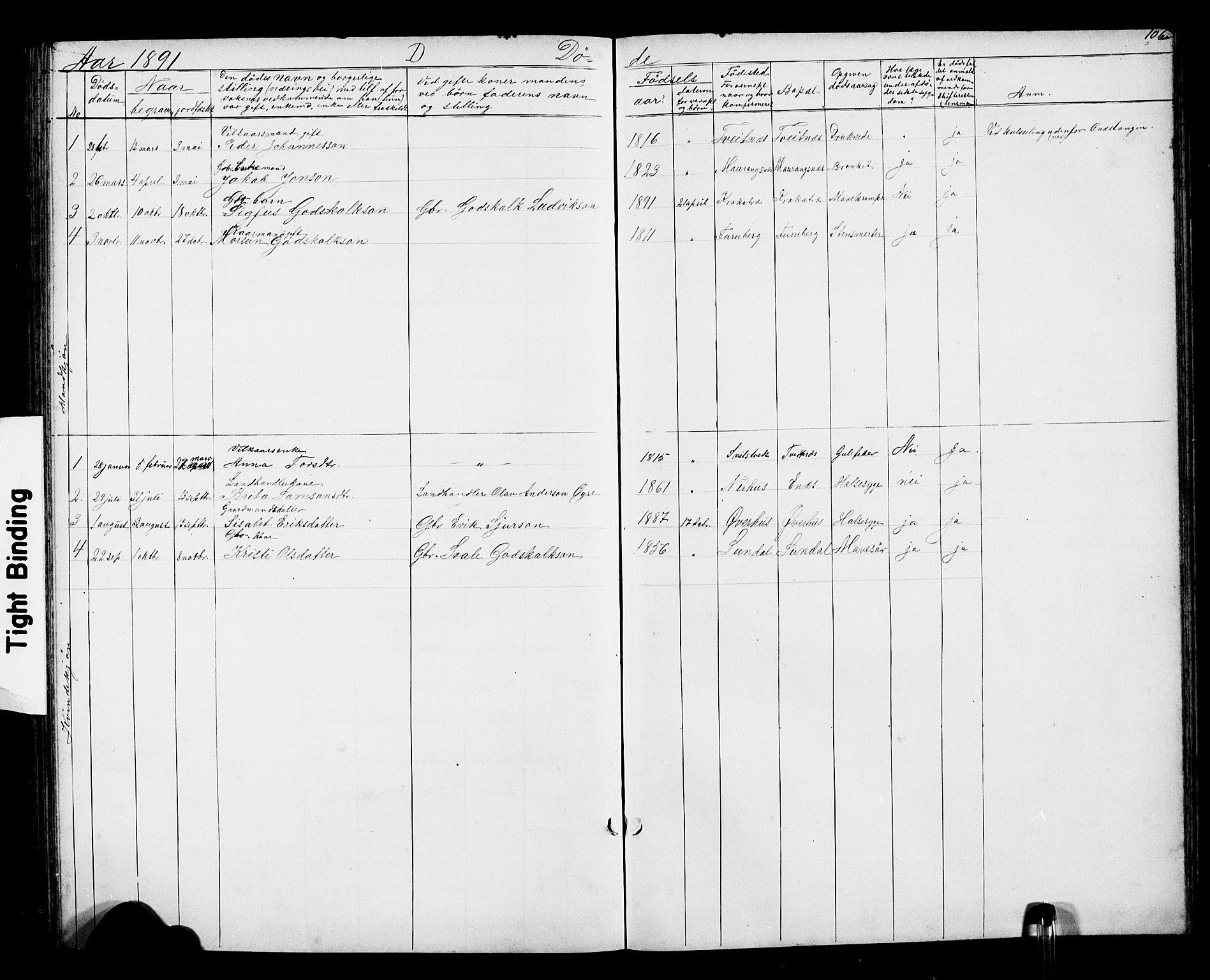 Kvinnherad sokneprestembete, SAB/A-76401/H/Hab: Parish register (copy) no. D 1, 1856-1905, p. 106