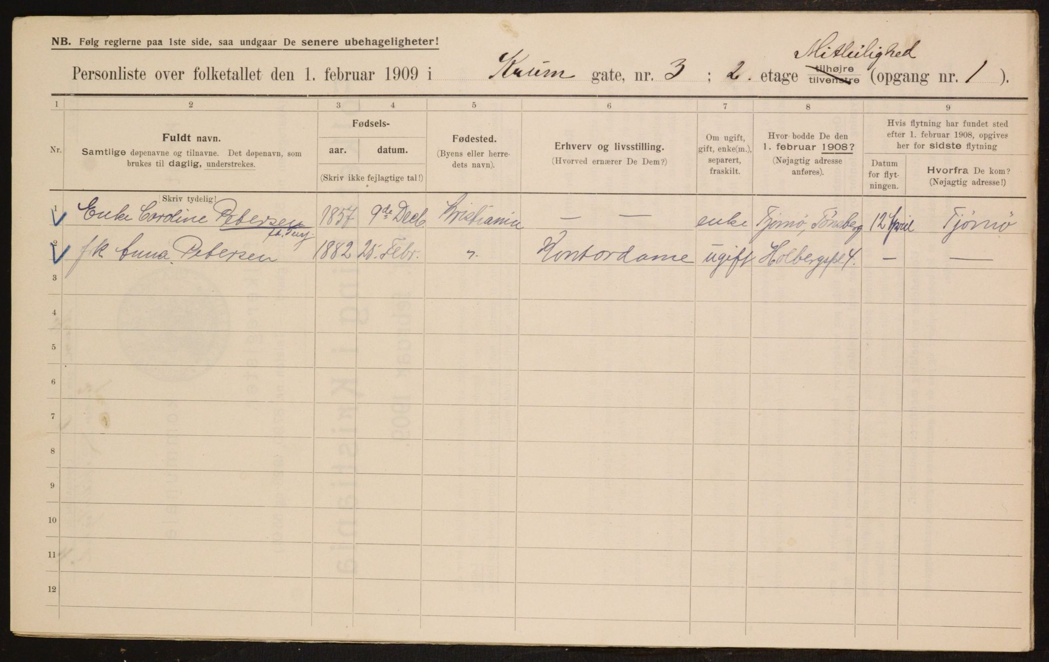 OBA, Municipal Census 1909 for Kristiania, 1909, p. 50238