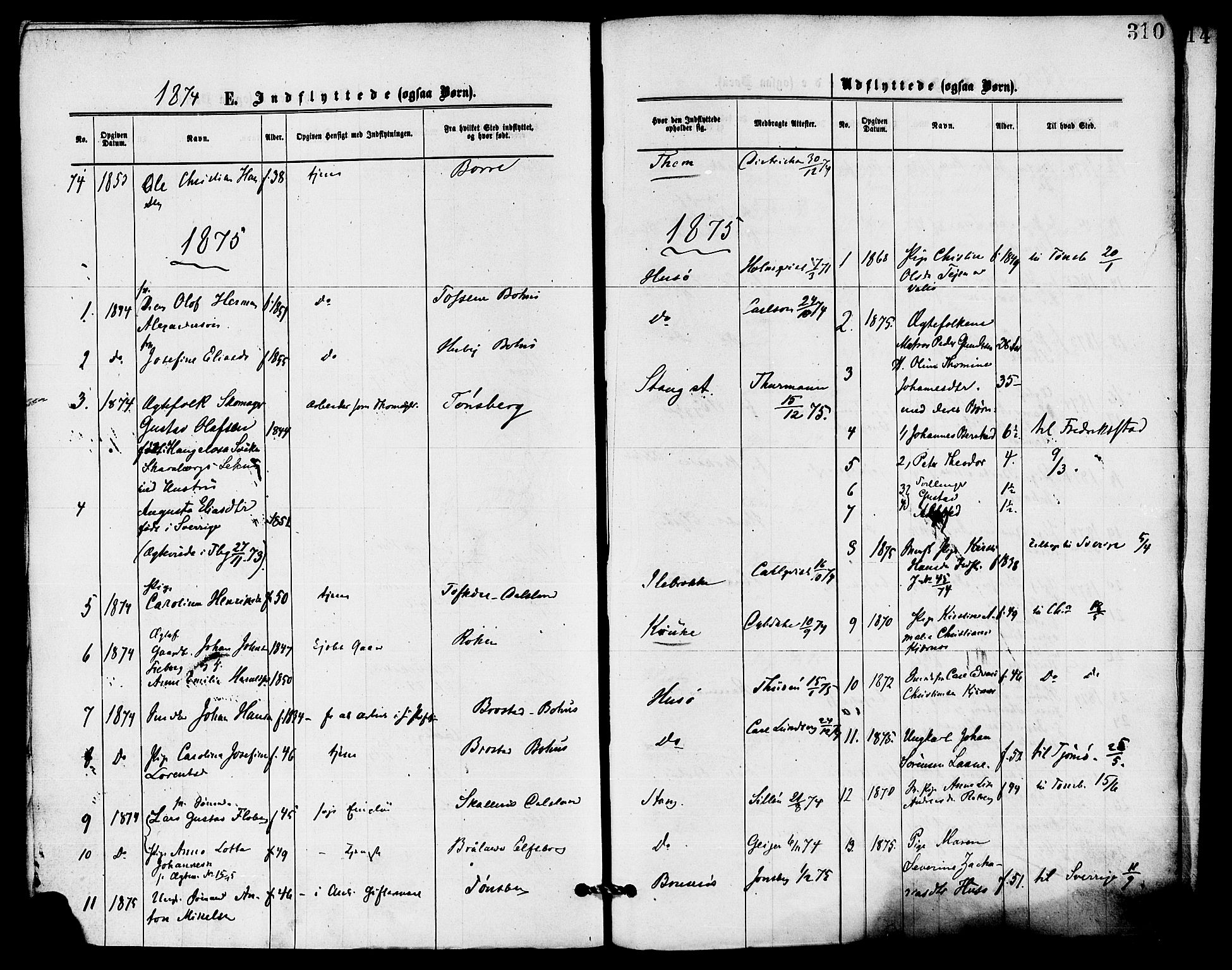 Sem kirkebøker, AV/SAKO-A-5/F/Fa/L0009: Parish register (official) no. I 9, 1874-1877, p. 310