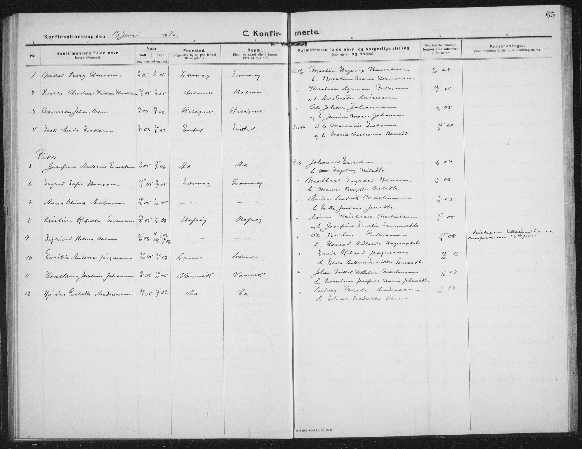 Tranøy sokneprestkontor, AV/SATØ-S-1313/I/Ia/Iab/L0019klokker: Parish register (copy) no. 19, 1914-1940, p. 65