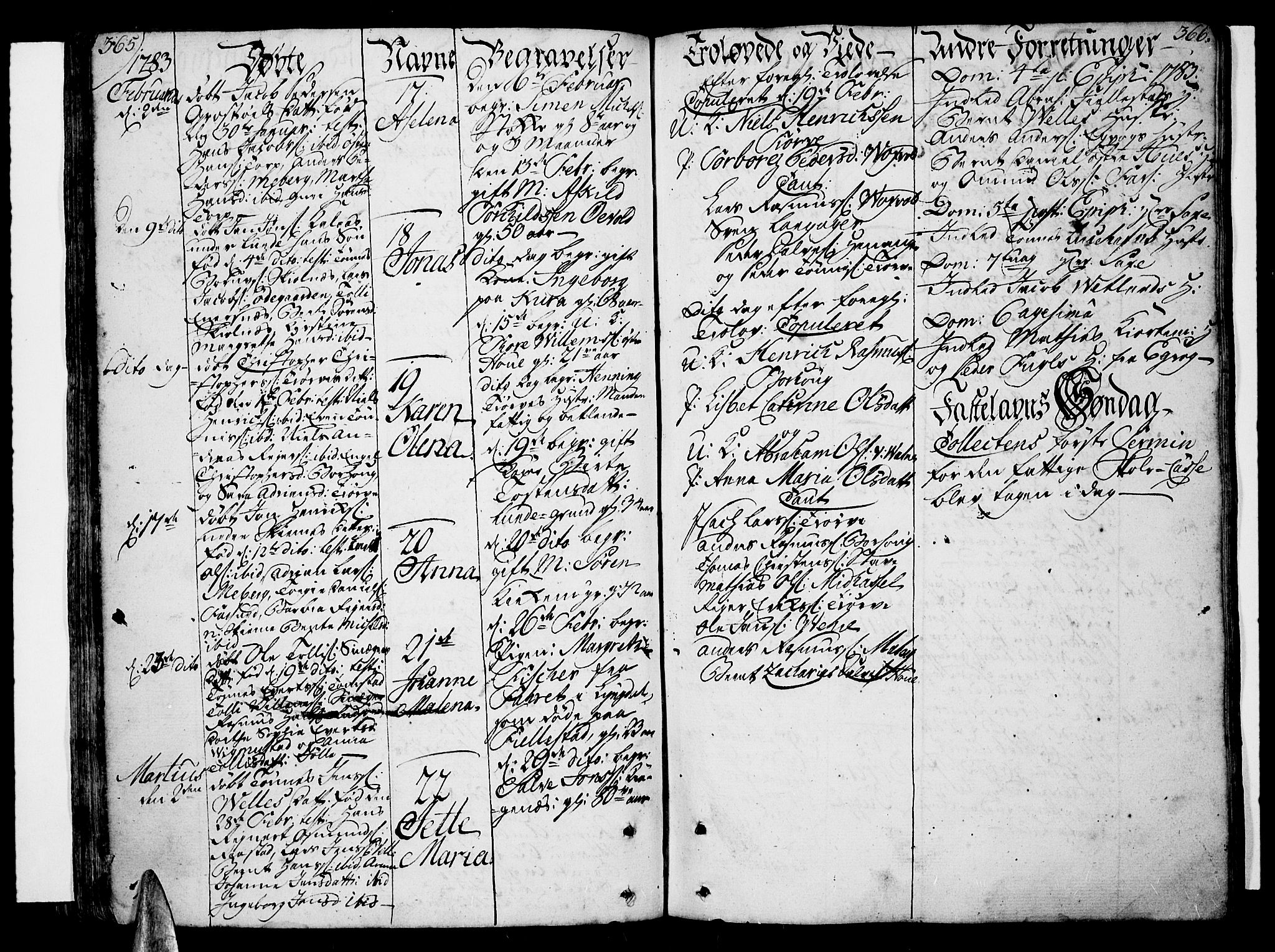 Lista sokneprestkontor, AV/SAK-1111-0027/F/Fa/L0004: Parish register (official) no. A 4, 1768-1794, p. 365-366