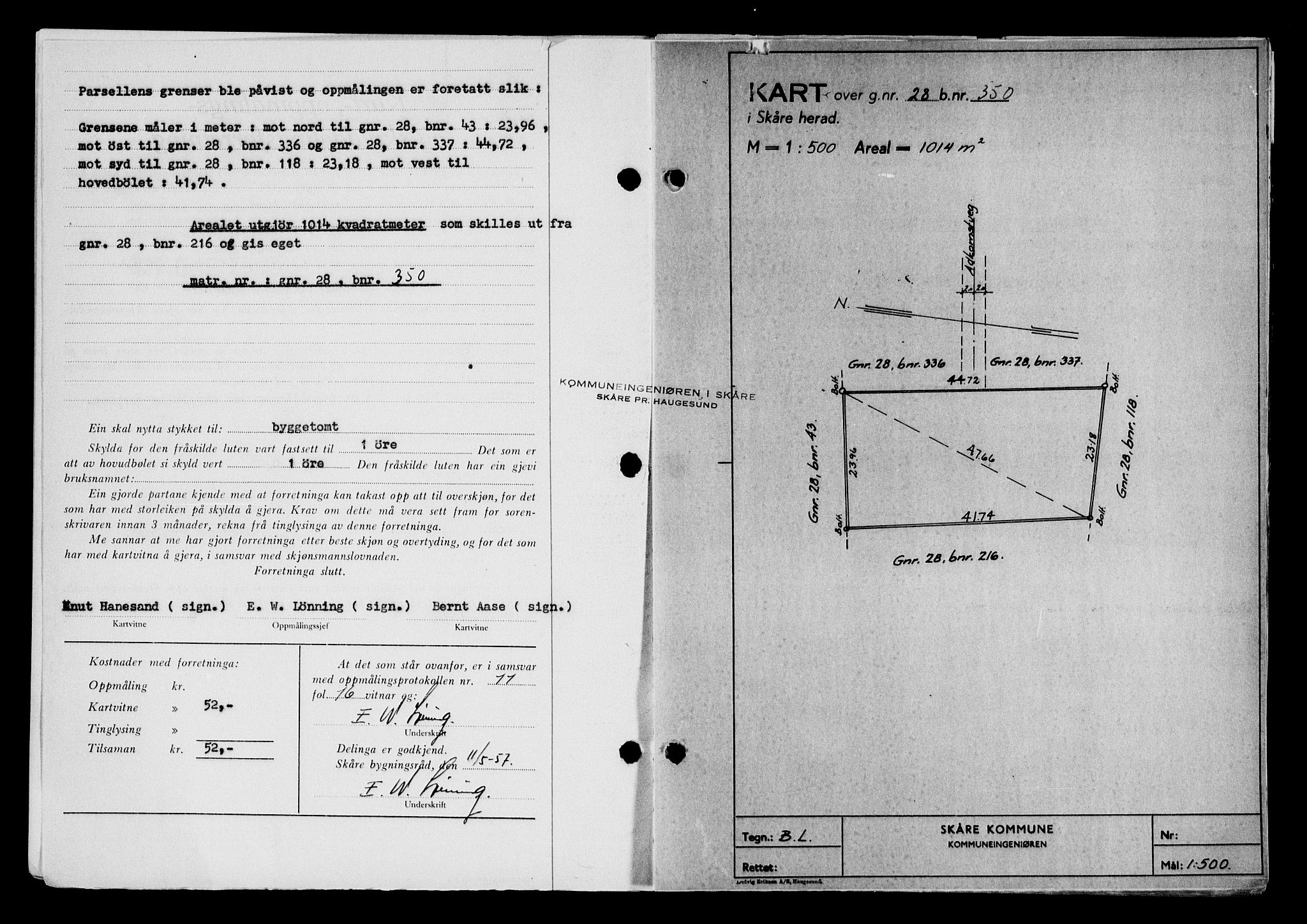 Karmsund sorenskriveri, AV/SAST-A-100311/01/II/IIB/L0125: Mortgage book no. 105A, 1957-1957, Diary no: : 1522/1957