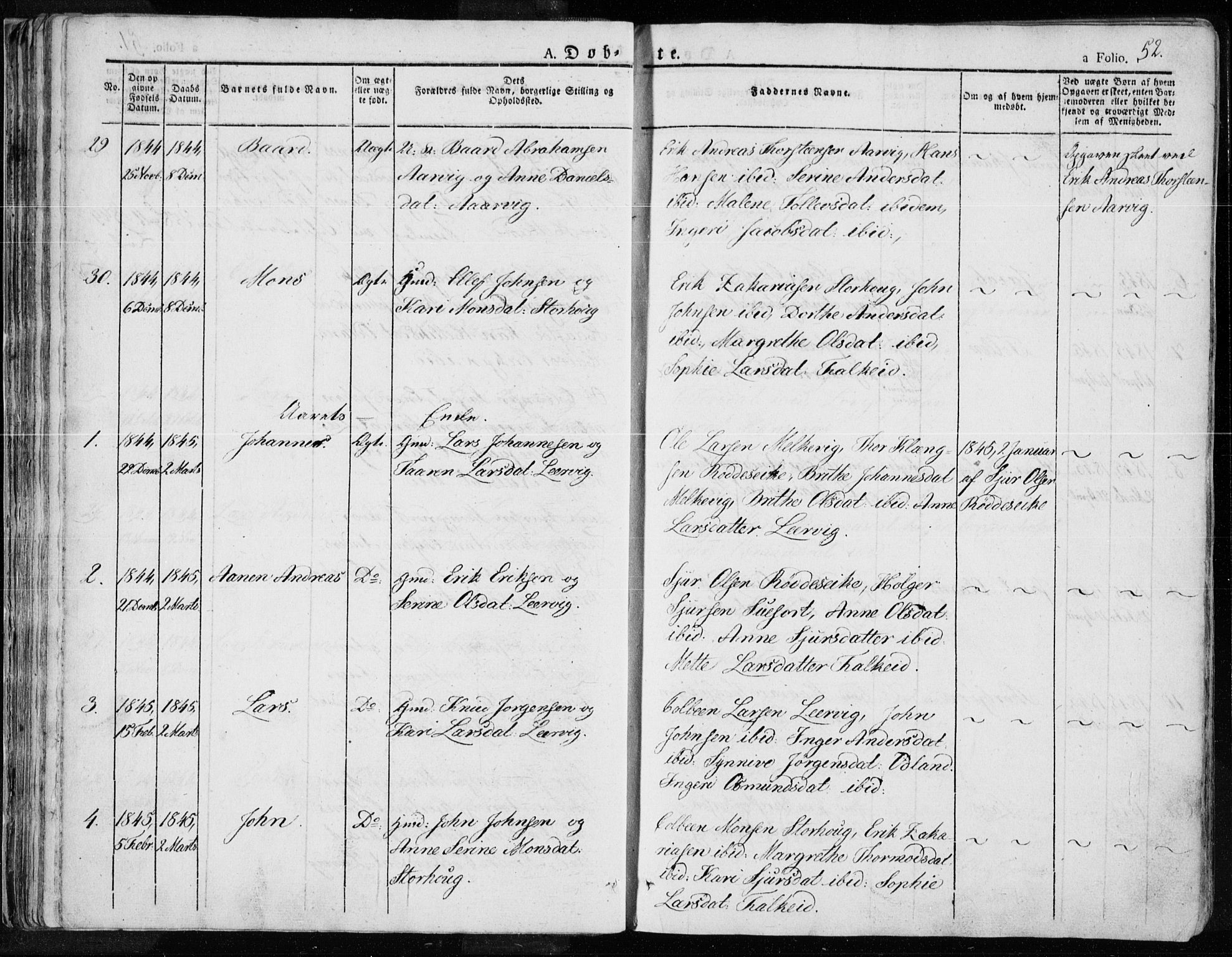 Tysvær sokneprestkontor, SAST/A -101864/H/Ha/Haa/L0001: Parish register (official) no. A 1.1, 1831-1856, p. 52