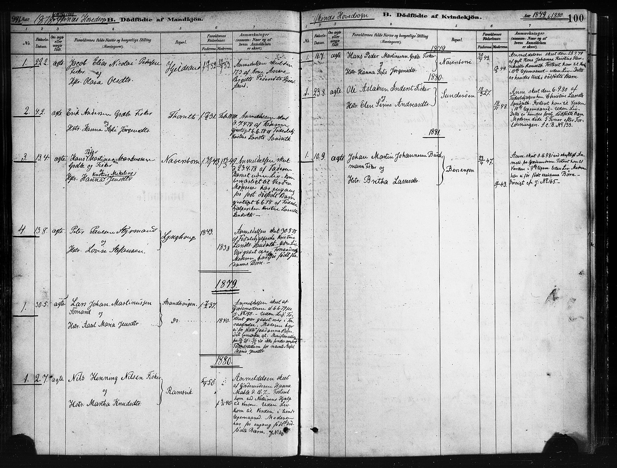 Ministerialprotokoller, klokkerbøker og fødselsregistre - Nordland, SAT/A-1459/893/L1335: Parish register (official) no. 893A08 /1, 1878-1884, p. 100