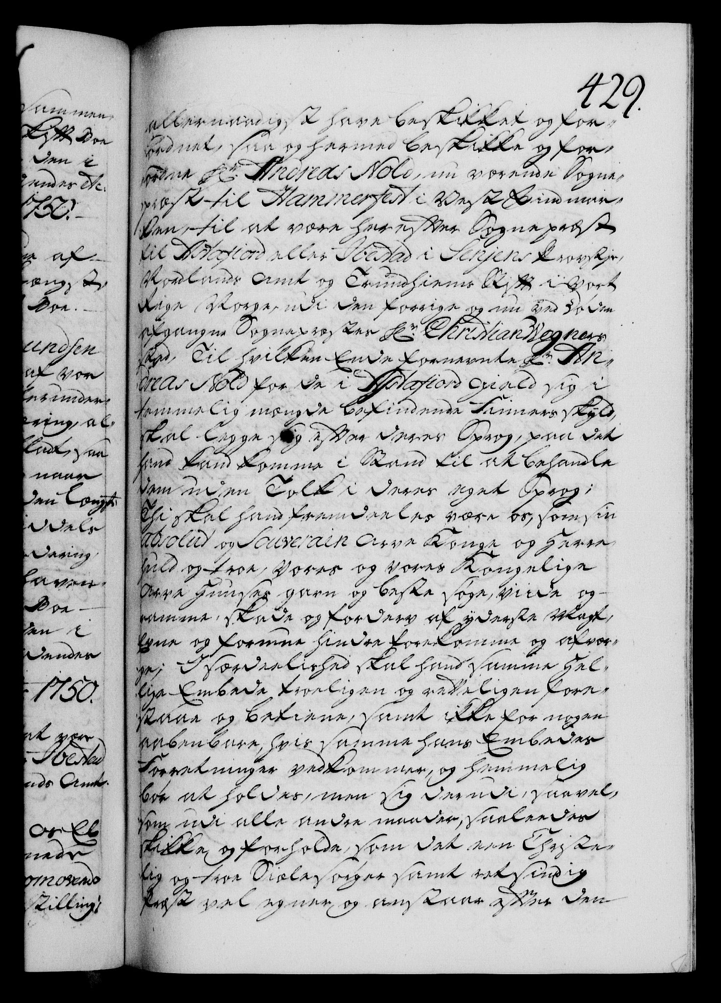 Danske Kanselli 1572-1799, AV/RA-EA-3023/F/Fc/Fca/Fcaa/L0036: Norske registre, 1749-1750, p. 429a