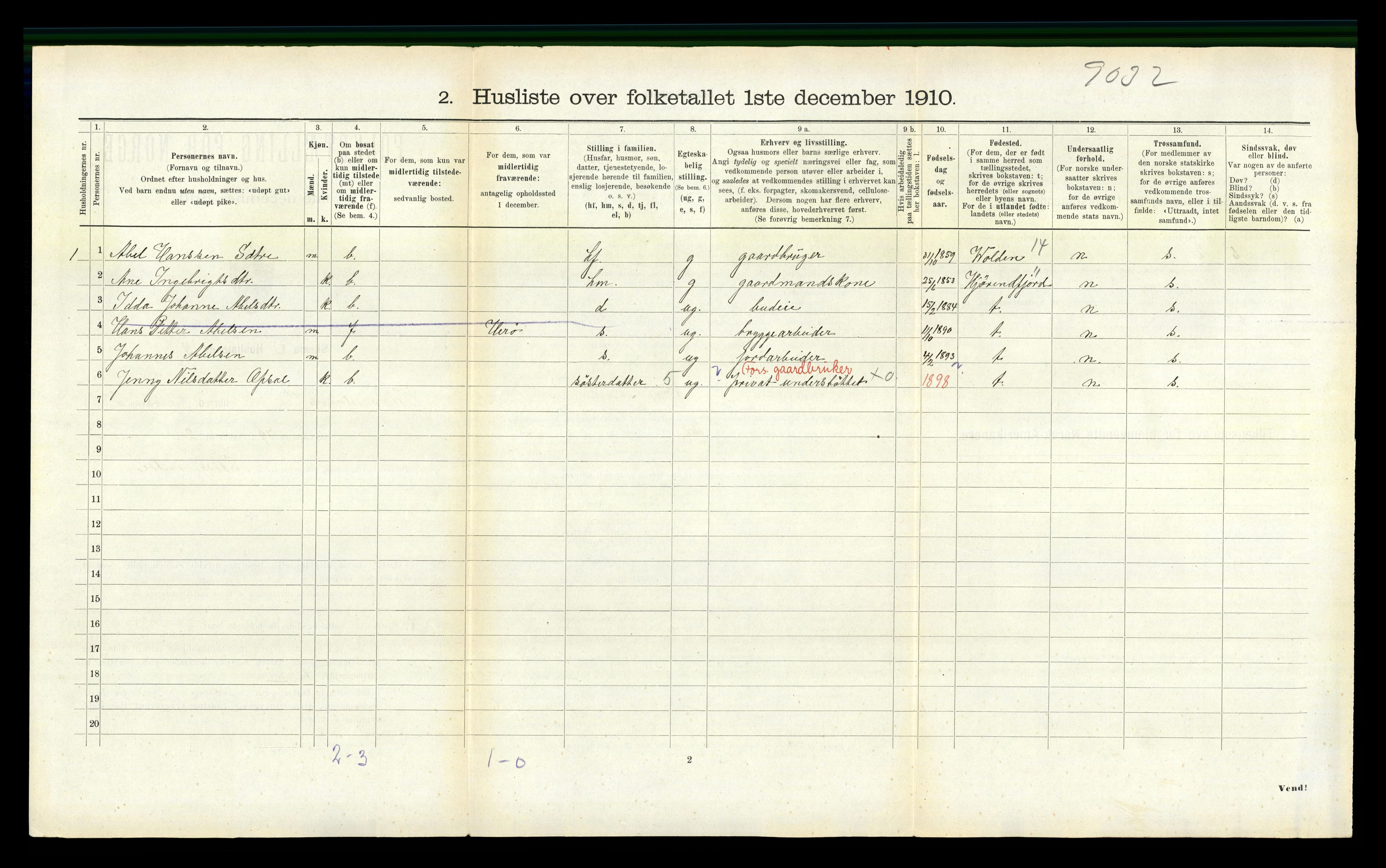 RA, 1910 census for Vanylven, 1910, p. 814