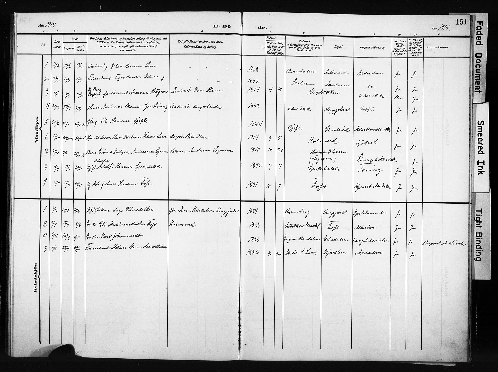 Nordre Land prestekontor, AV/SAH-PREST-124/H/Ha/Hab/L0006: Parish register (copy) no. 6, 1905-1929, p. 151